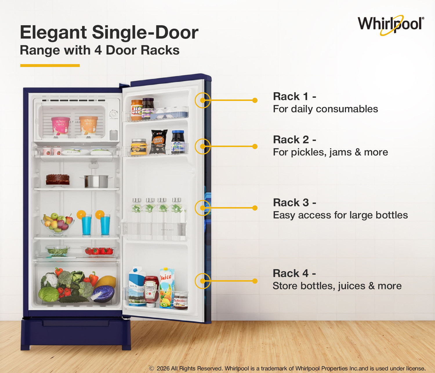 Image of Whirlpool 192 L Direct Cool Single Door 4 Star Refrigerator with 4 star Refrigerator, upto 12 hour cooling retention, fridge
