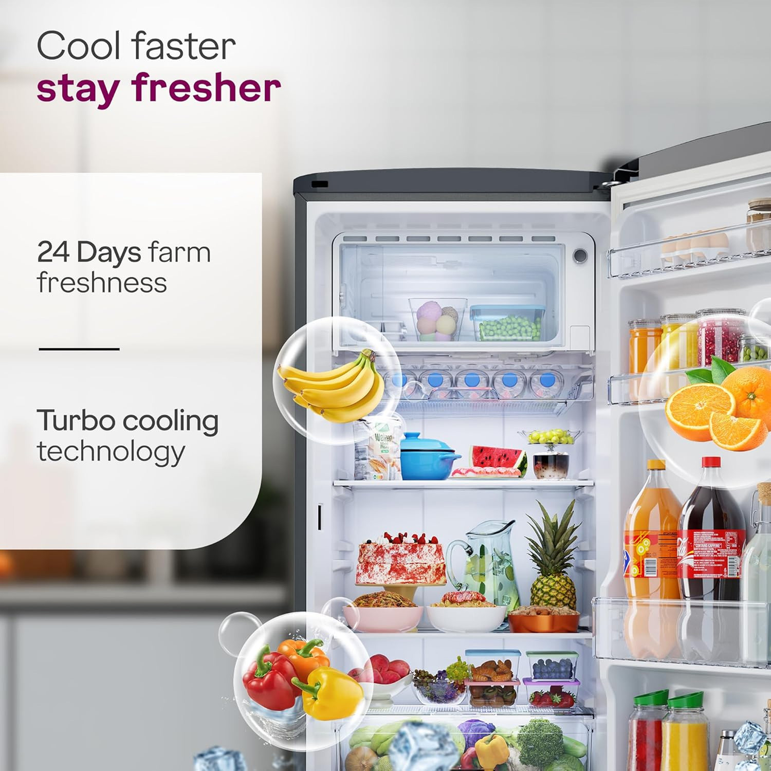Image of Godrej 194 L Direct Cool Single Door 5 Star Refrigerator with 24 Days Farm Freshness 16L Jumbo Vegetable Tray Advanced Inverter Technology