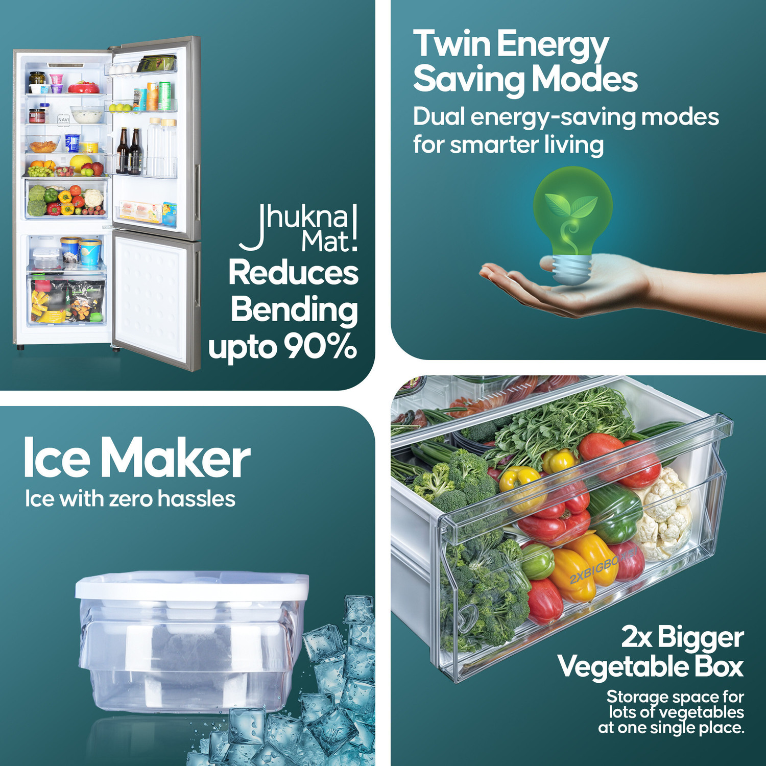 Image of Haier 237 L Frost Free Double Door 2 Star Convertible Refrigerator with Convertible 8-in-1Turbo Icing
