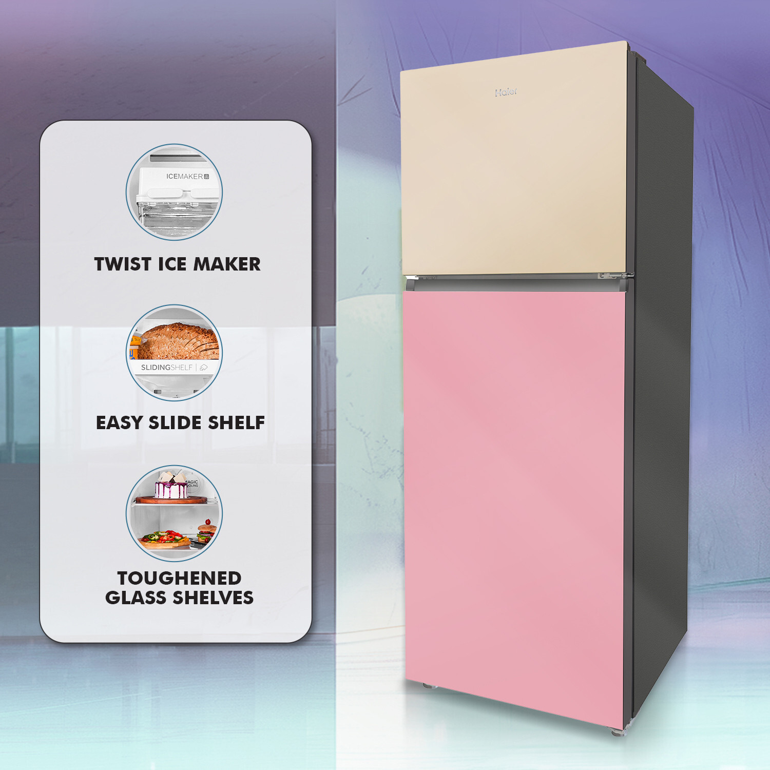 Image of Haier 328 L Frost Free Double Door Top Mount 3 Star Convertible Refrigerator with Glass DoorConvertible 14-in-1,1 hour Icing