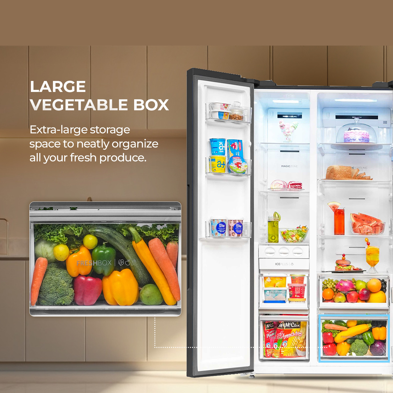 Image of Haier 596 L Frost Free Side by Side 3 Star Refrigerator with Expert Inverter Smart Sense AI enabled 2-Door , 3 Star , (Magic Convertible, In-built Water Dispenser, 2026 Model)