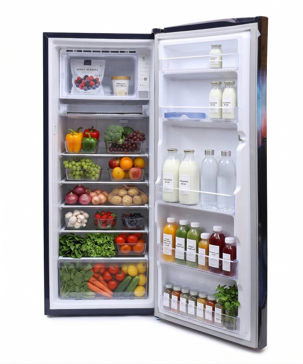 Image of Whirlpool 274 L Direct Cool Single Door 2 Star Refrigerator (Sapphire Velvet, 305 IMPRO PLUS PRM 2S SAPPHIRE VELVET-Y)