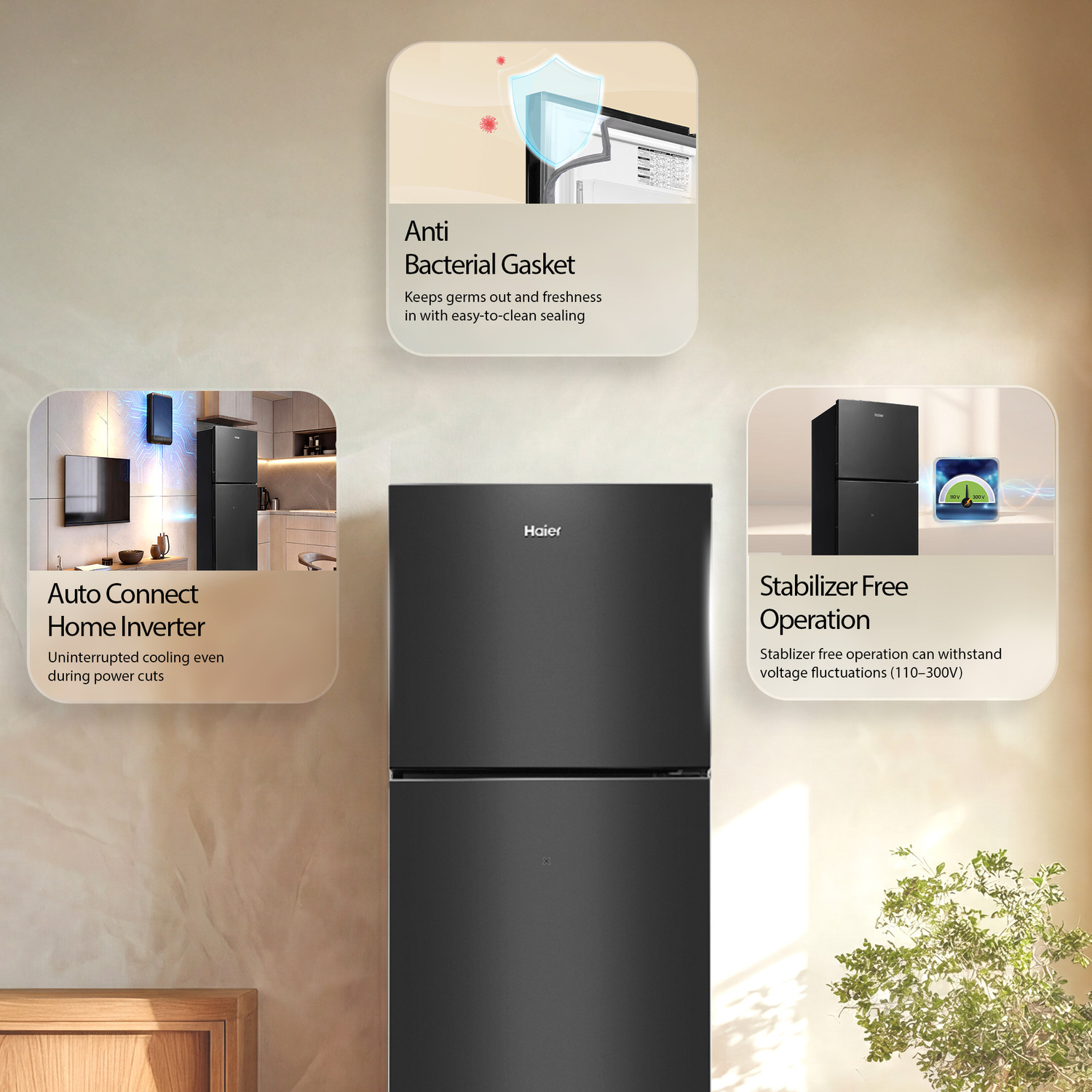Image of Haier 240 L Frost Free Double Door 2 Star Refrigerator with Twin Inverter
