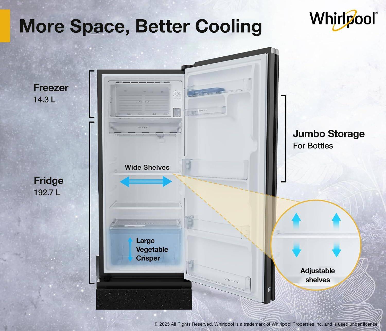 Whirlpool 192 L Direct Cool Single Door 3 Star Refrigerator - Image 2