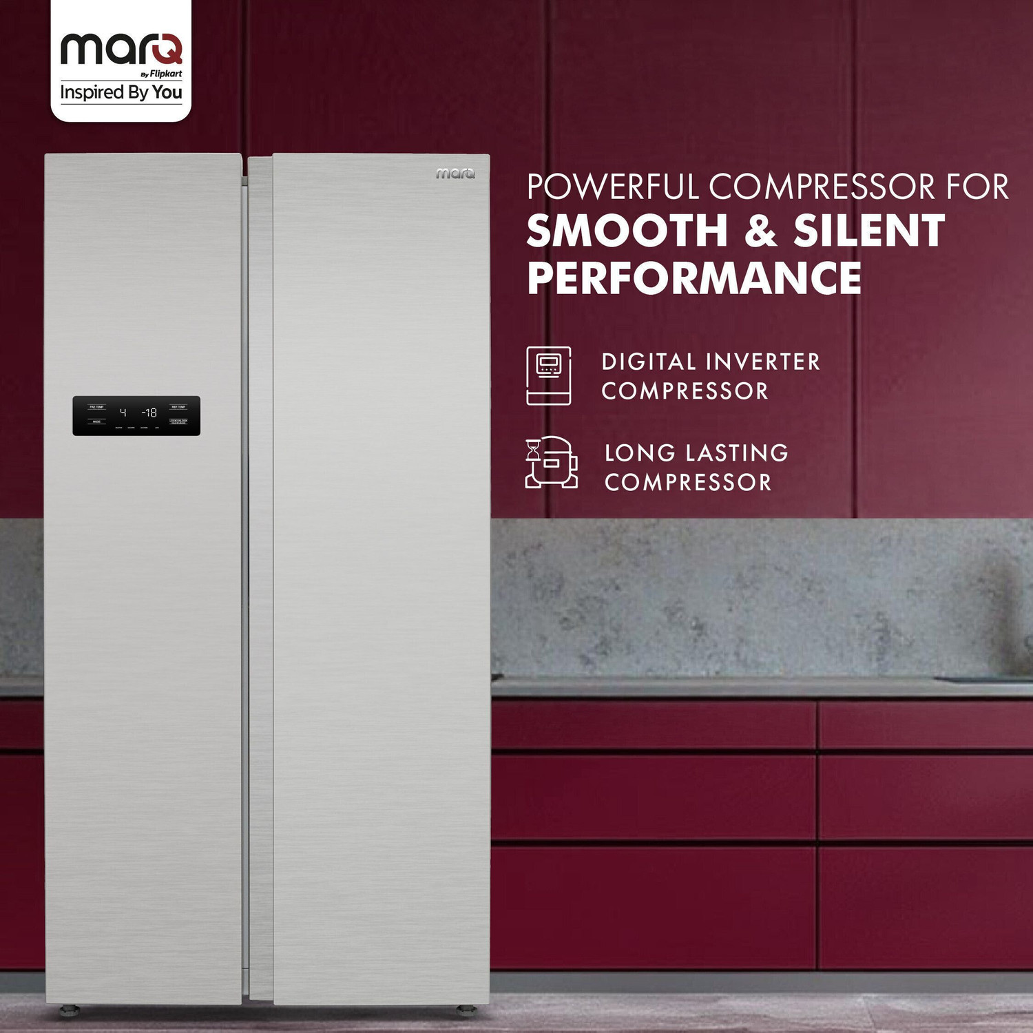 Image of MarQ by Flipkart 584 L Frost Free Side by Side Refrigerator with Smart Control Panel, Fresh Lock and Multi Airflow Technology