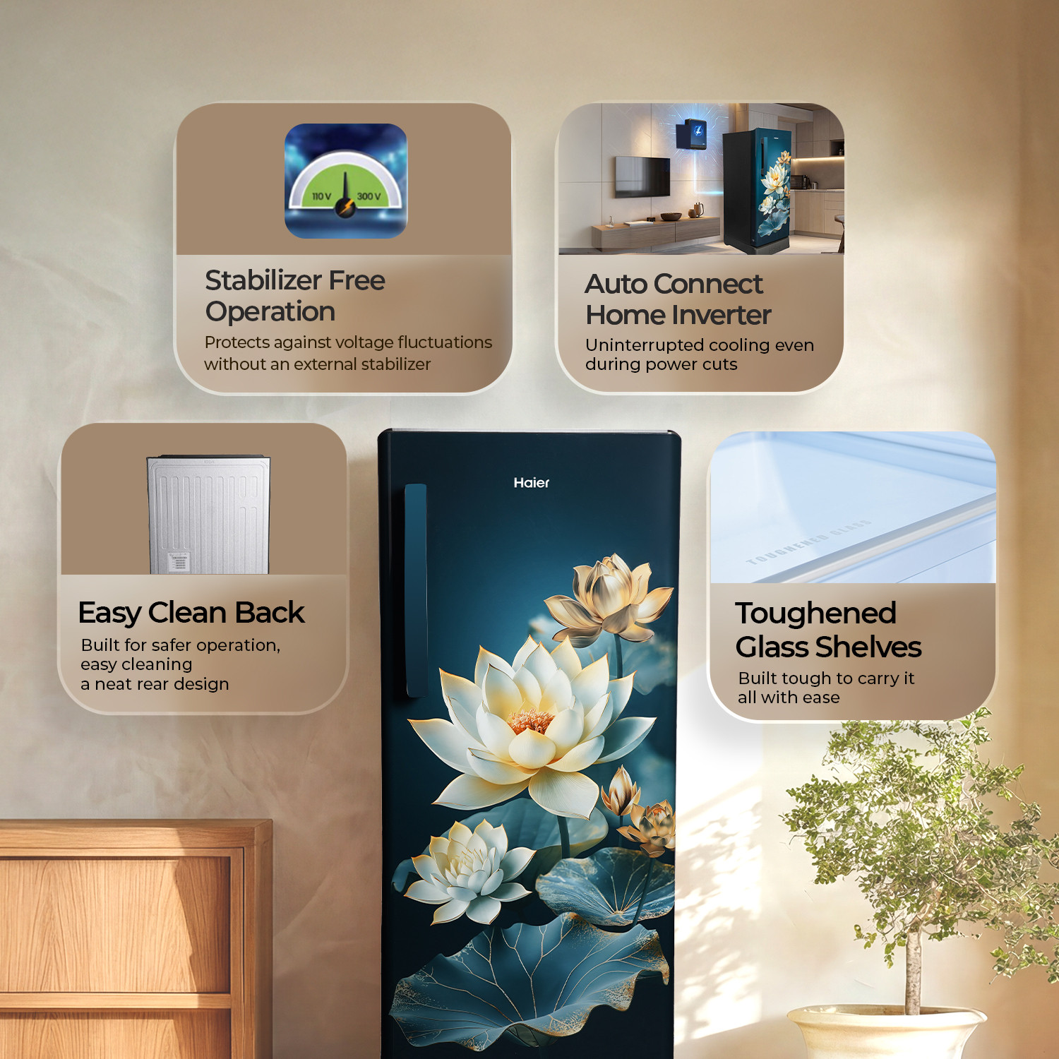Image of Haier 190 L Direct Cool Single Door 5 Star Refrigerator with Base Drawer with Base Stand Drawer, Fast Ice Making, Easy Clean Back, Large Vegetable Box ( 2026 Model)