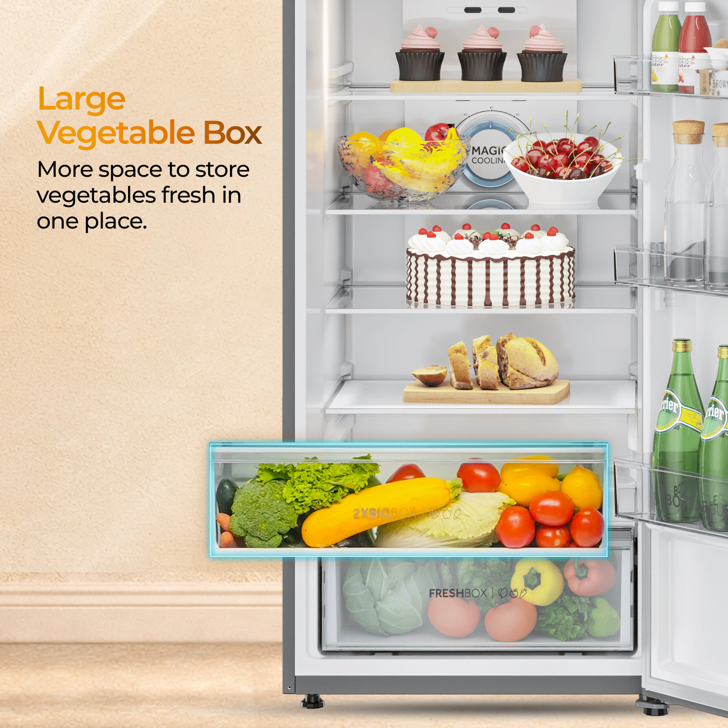 Image of Haier 358 L Frost Free Double Door 2 Star Convertible Refrigerator with Triple Inverter Bottom Mount, Digital Touch Display & 2X Bigger Fresh Storage (14 In 1 Modes, 2026 Model)