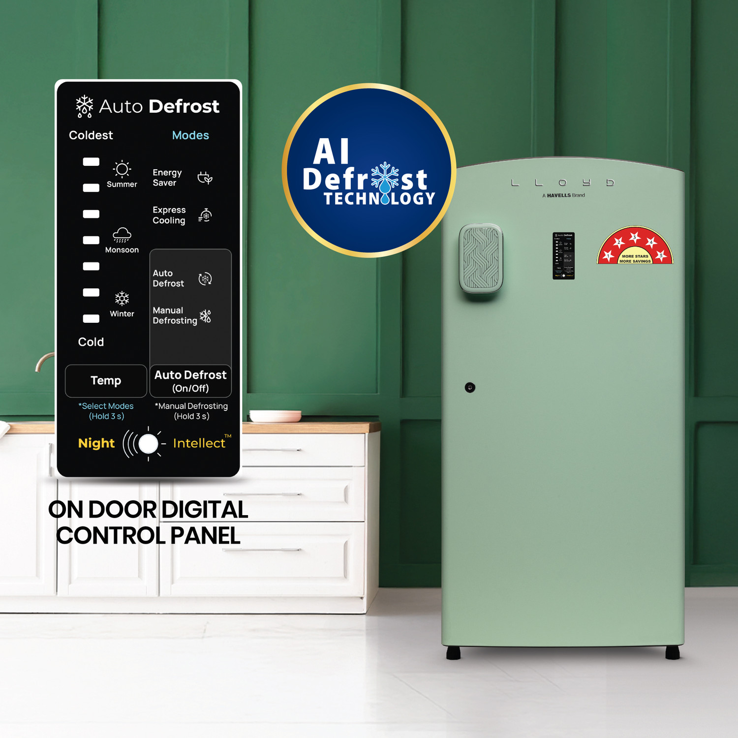 Image of Lloyd by Havells 195 L Direct Cool Single Door 5 Star Refrigerator with AI Auto Defrost Rapid Freeze Technology - Ice in 29 minutesInverter Compressor