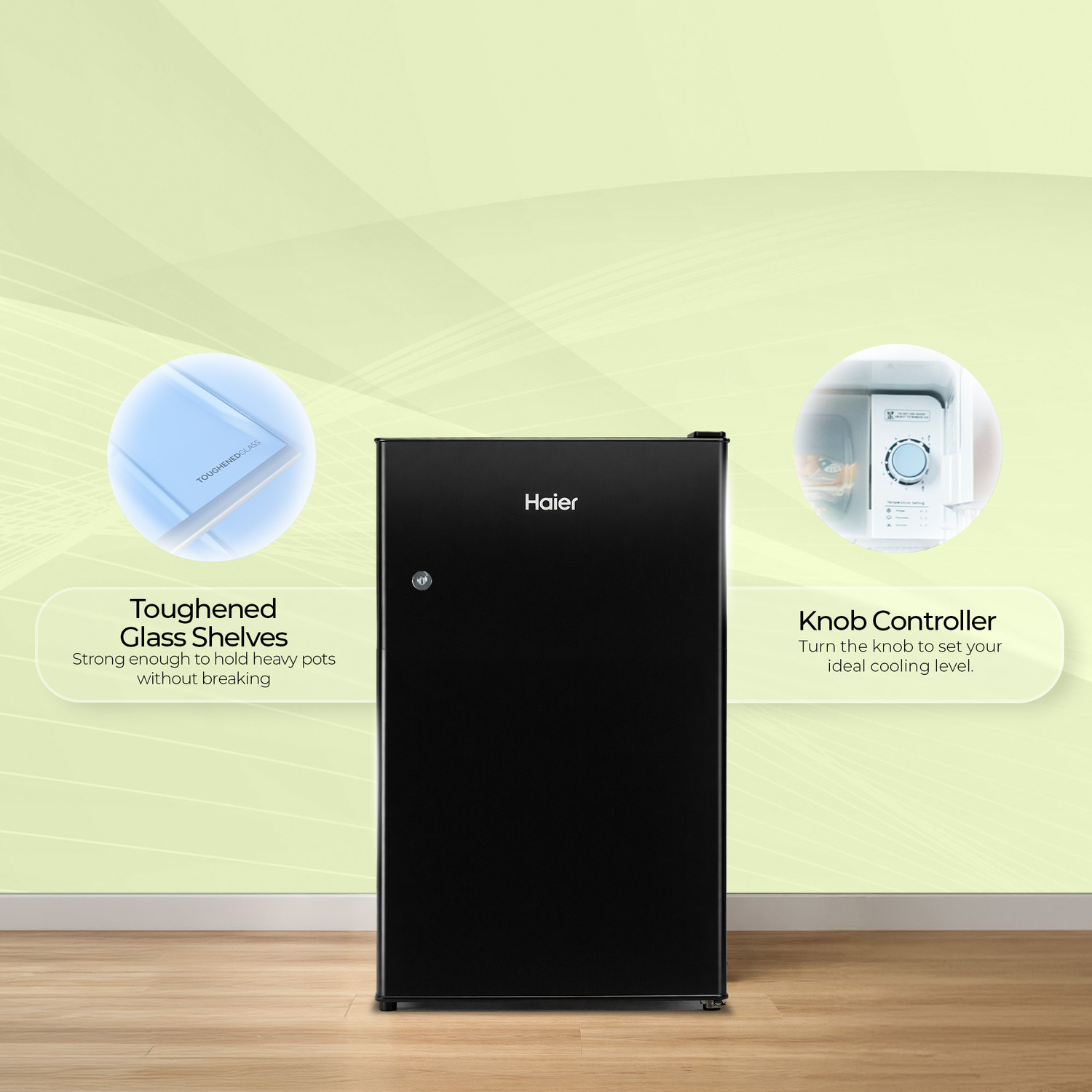 Image of Haier 100 L Direct Cool Single Door 2 Star Refrigerator with Chiller Freezer Box, LED Light for Clear View, Lock & Key and Easy Clean Back ( 2026 Model)