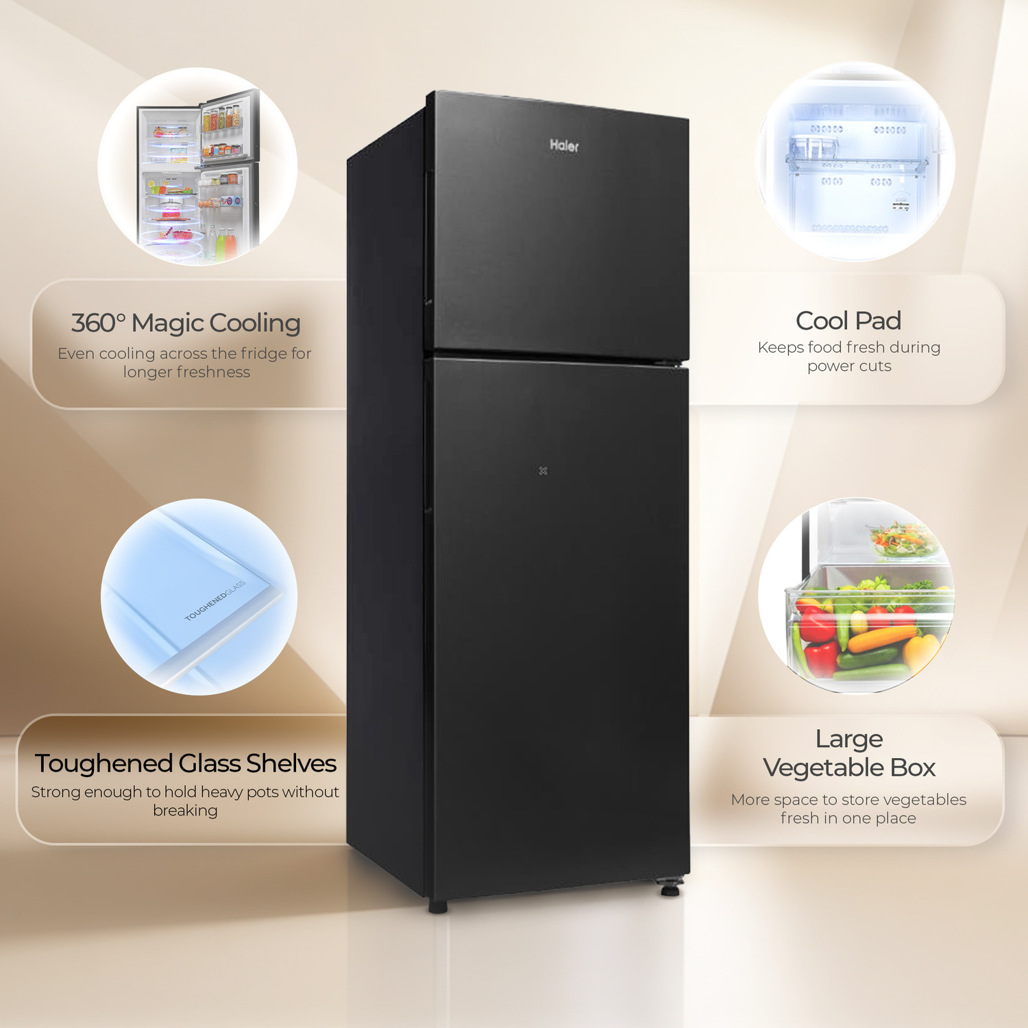 Image of Haier 240 L Frost Free Double Door 1 Star Convertible Refrigerator with Cool Pad for Extended Cooling & Spacious Fresh Zone
