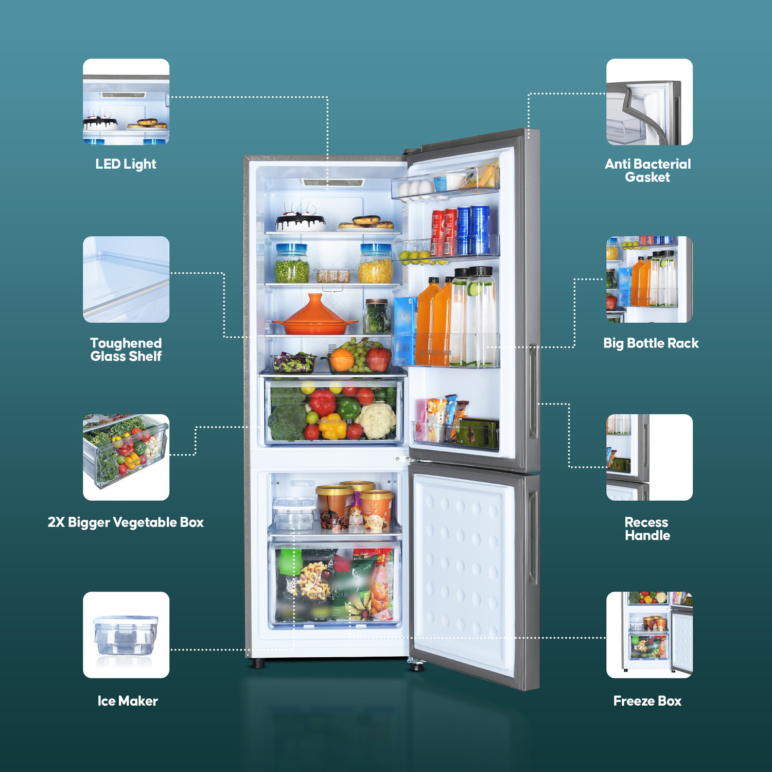 Image of Haier 237 L Frost Free Double Door 3 Star Convertible Refrigerator with Convertible 8-in-1Turbo Icing