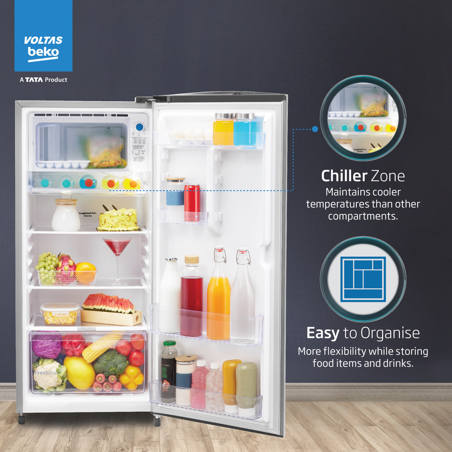 Image of Voltas Beko 183 L Direct Cool Single Door 2 Star Refrigerator