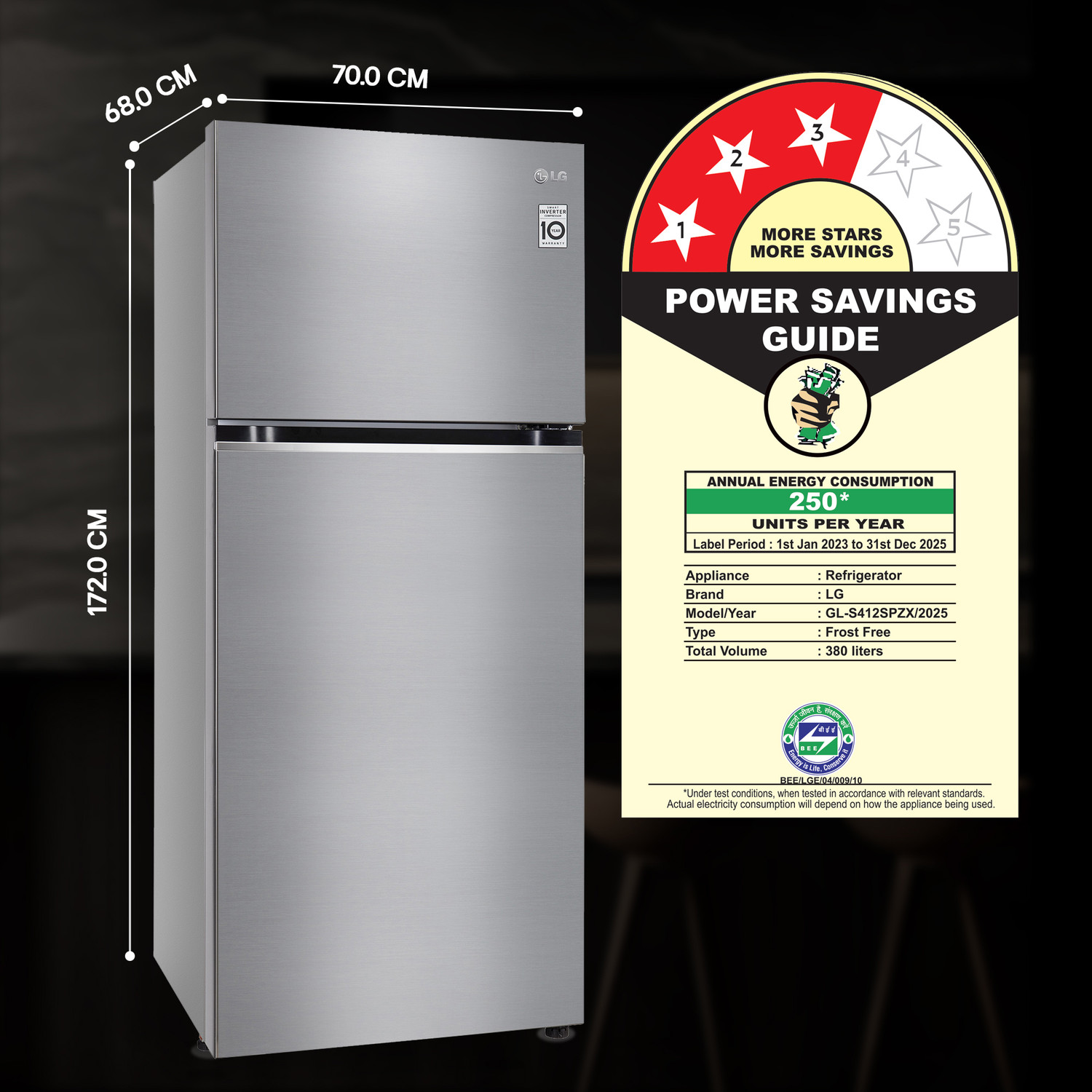 Image of LG 380 L Frost Free Double Door 3 Star Convertible Refrigerator with Smart Inverter Compressor, Express Freeze, Multi Air Flow and Smart Connect