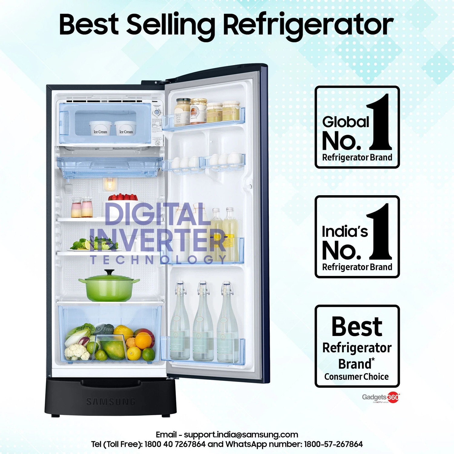 Image of Samsung 183 L Direct Cool Single Door 4 Star Refrigerator