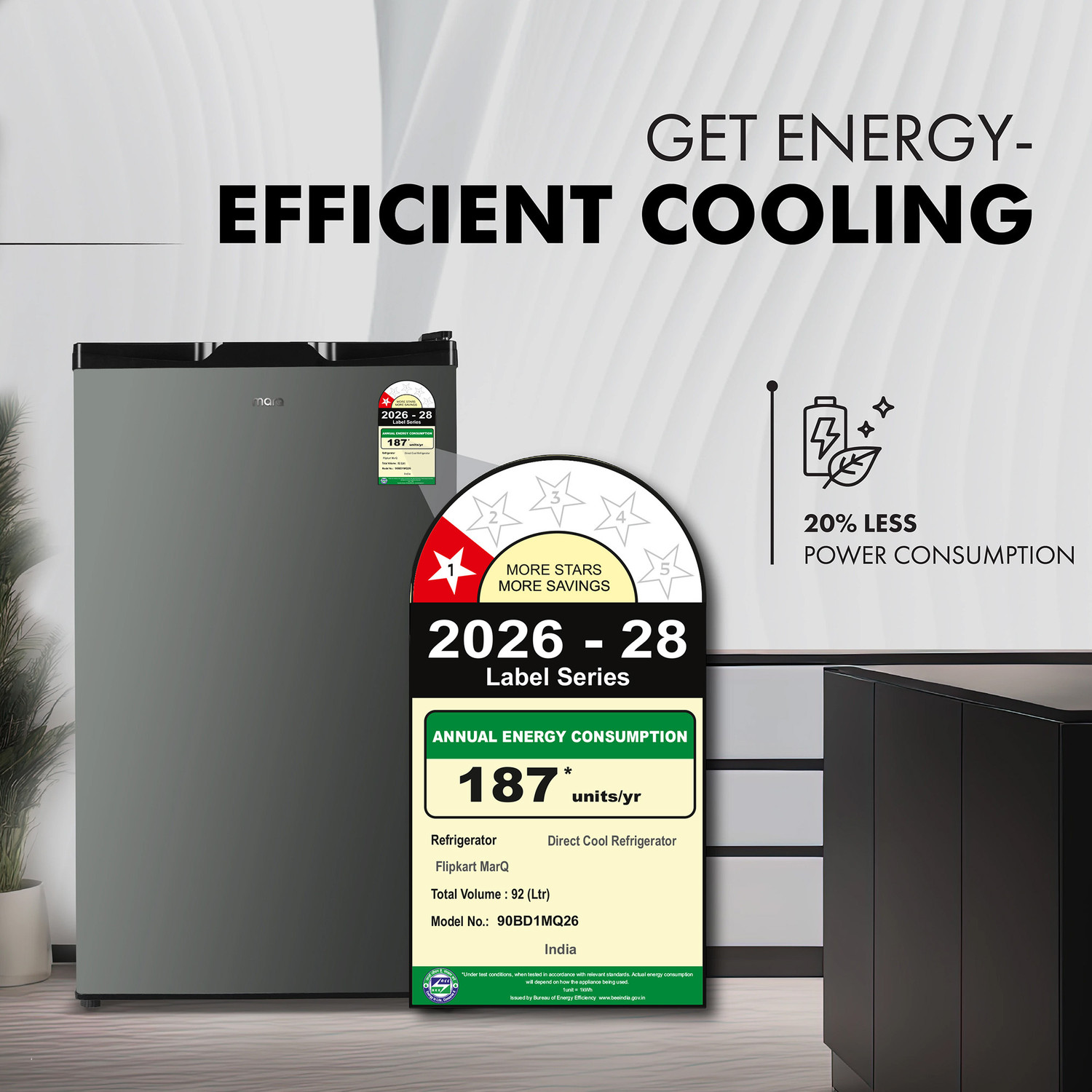 Image of MarQ by Flipkart 92 L Direct Cool Single Door 1 Star Refrigerator