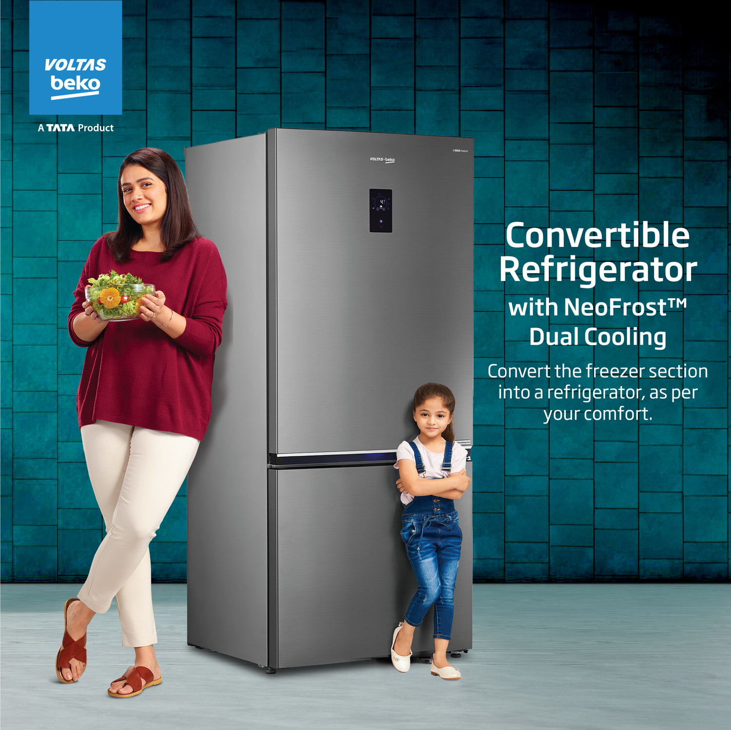 Image of Voltas Beko 695 L Frost Free Double Door Bottom Mount 2 Star Convertible Refrigerator