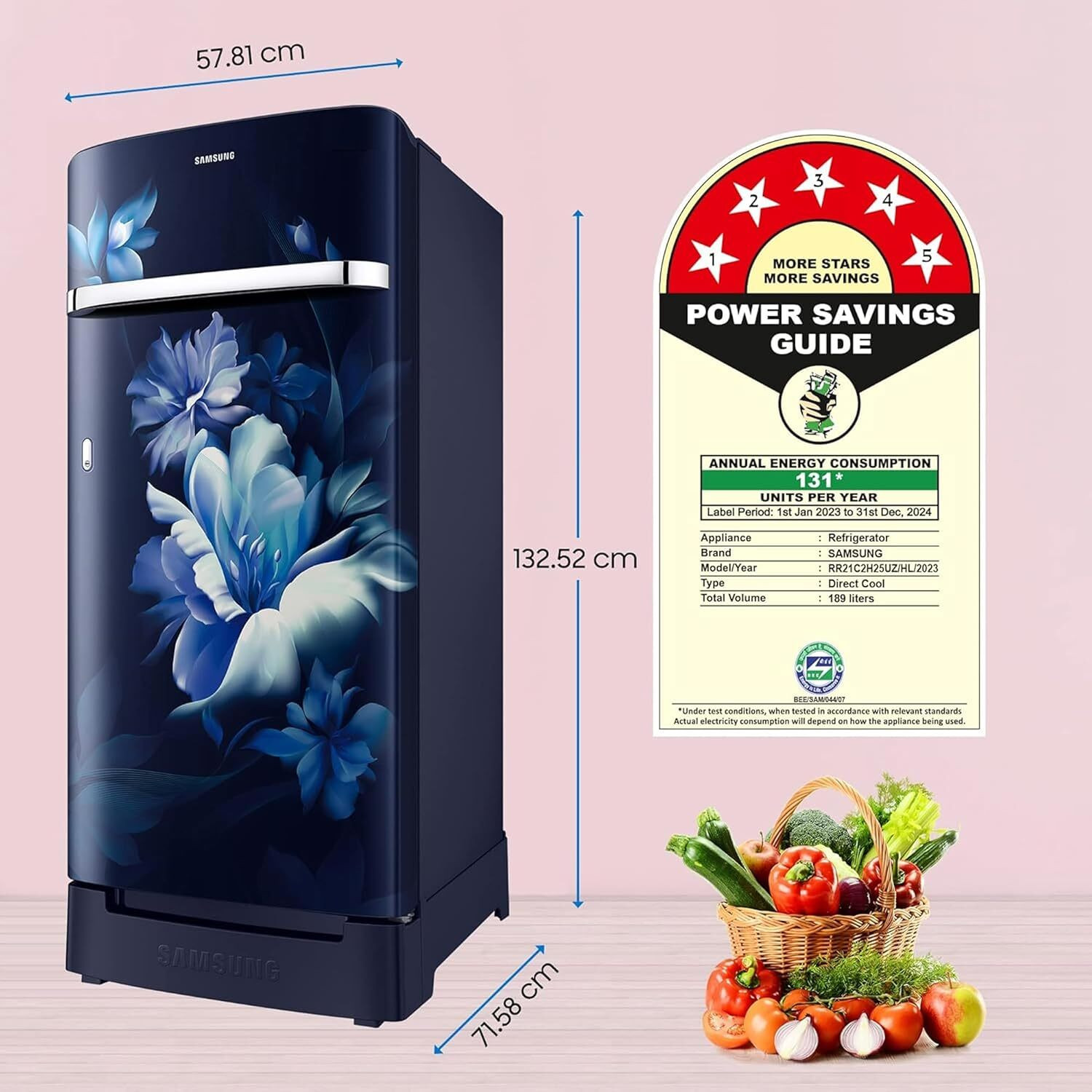 Image of Samsung 189 L Direct Cool Single Door 5 Star Refrigerator