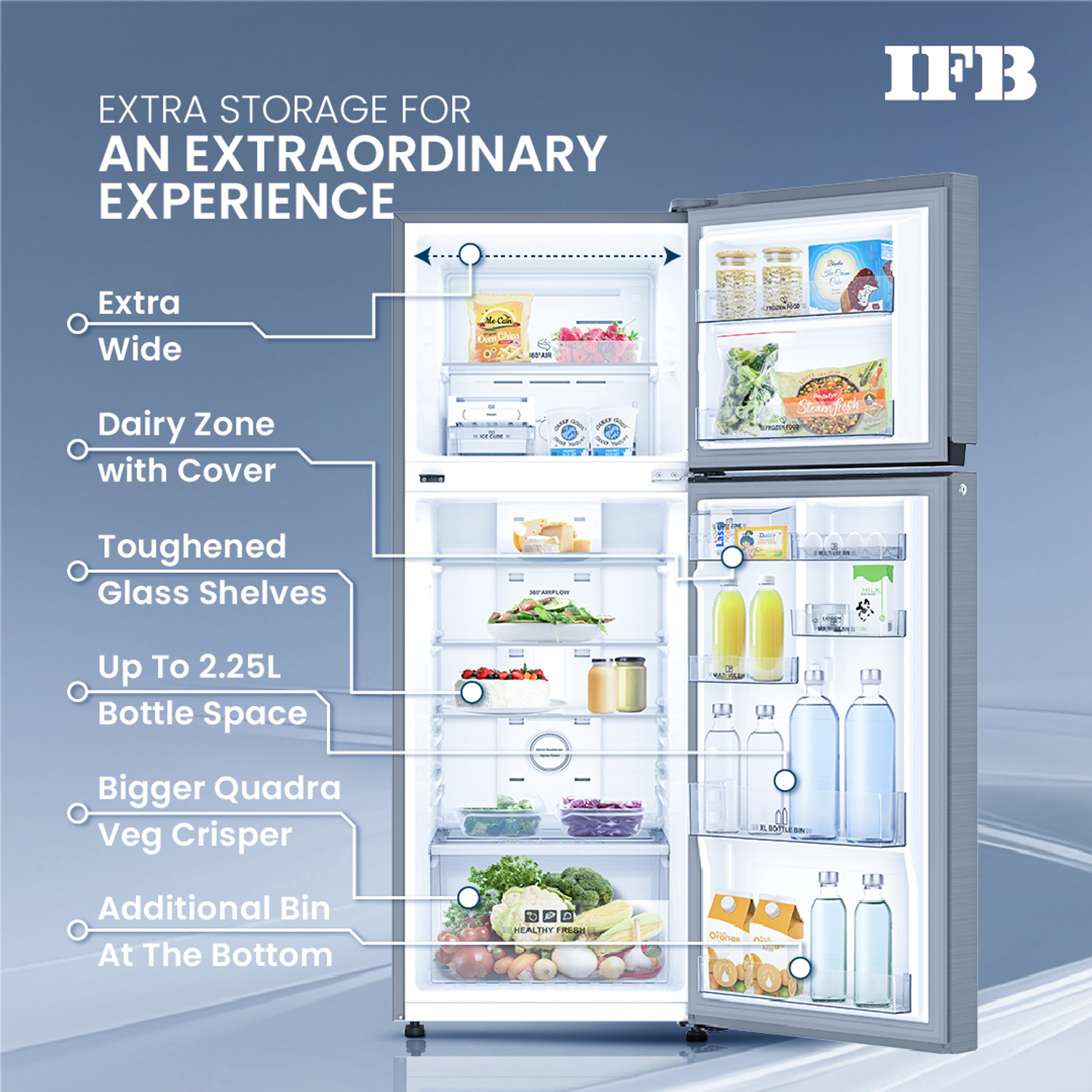 Image of IFB 265 L Frost Free Double Door 2 Star Refrigerator with 7 in 1 Multi Mode with Advanced Inverter Compressor, 360 Degree Cooling and Extraordinary Space Powered by E-Tech
