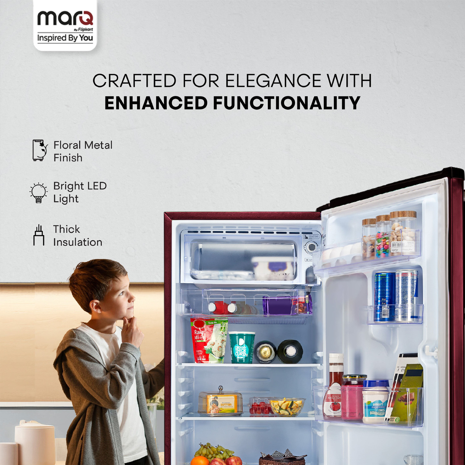 Image of MarQ by Flipkart 183 L Direct Cool Single Door 2 Star Refrigerator with Toughened Glass Shelves and Large Vegetable Basket