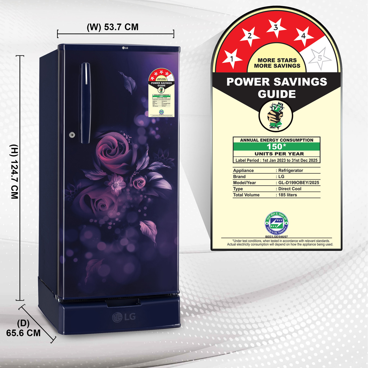 Image of LG 185 L Direct Cool Single Door 4 Star Refrigerator with Base Drawer with Smart Inverter Compressor, Auto Smart Connect, Fast Ice Making