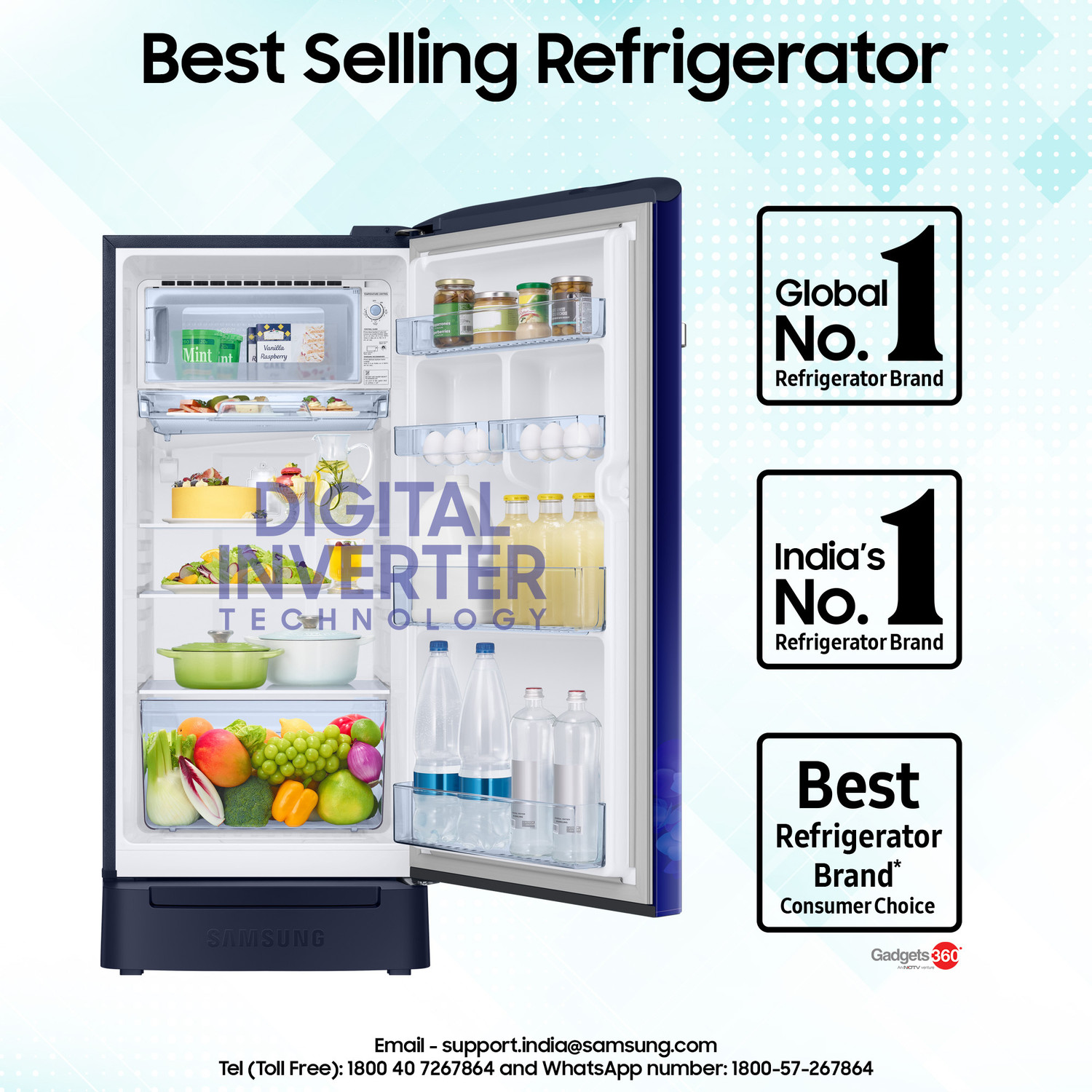 Image of Samsung 189 L Direct Cool Single Door 4 Star Refrigerator with Base Drawer with Digital Inverter, Single Touch Defrost, 2026 Model