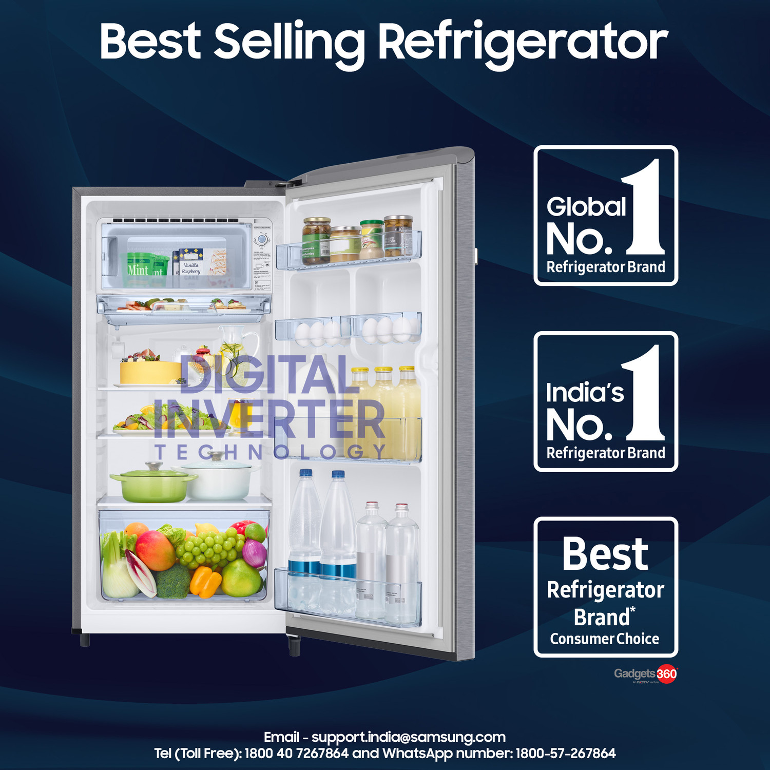 Image of Samsung 189 L Direct Cool Single Door 5 Star Refrigerator with Digital Inverter, Single Touch Defrost, 2026 Model