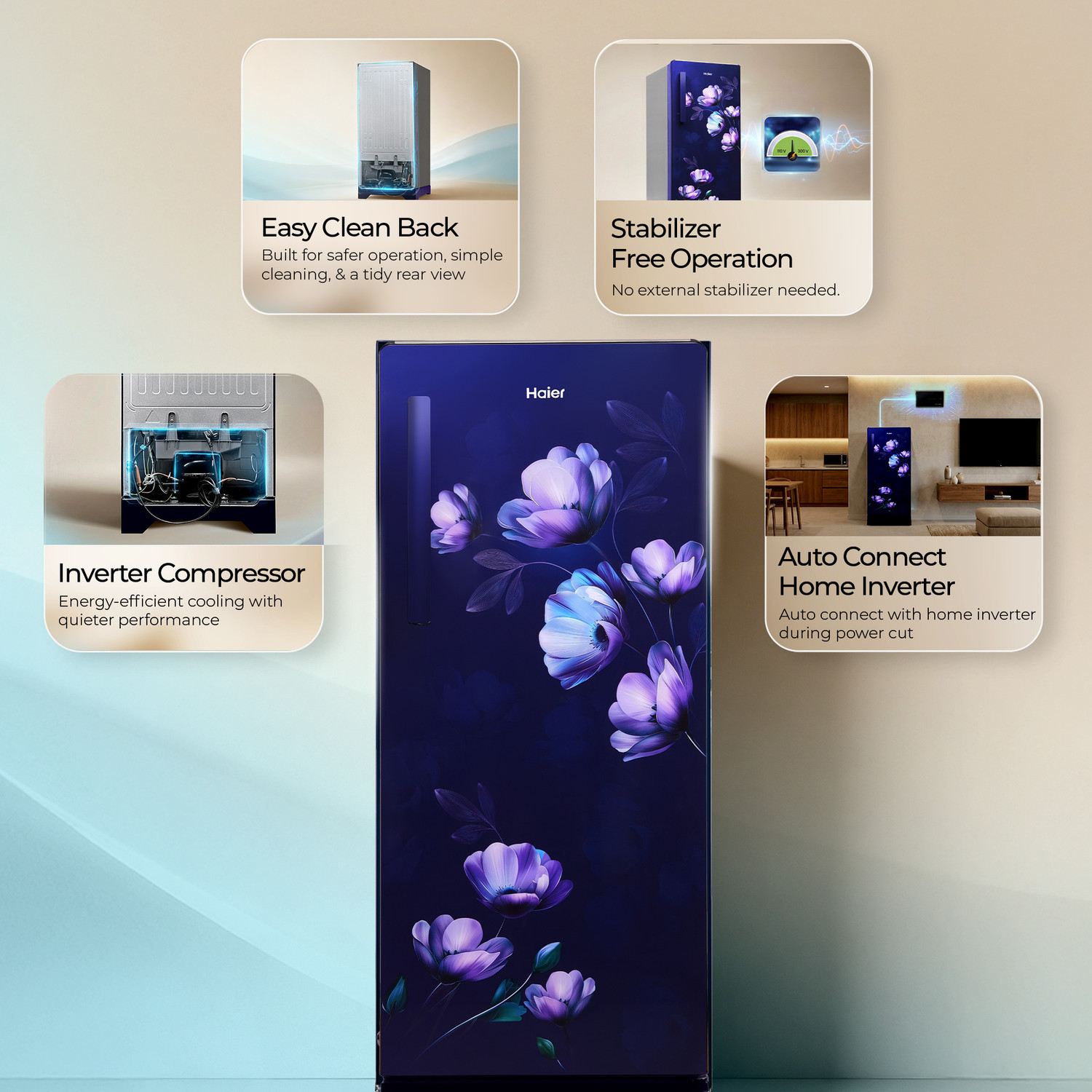 Image of Haier 190 L Direct Cool Single Door 5 Star Refrigerator with Base Drawer with Base Stand Drawer, Fast Ice Making, Easy Clean Back, Large Vegetable Box (2026 Model)