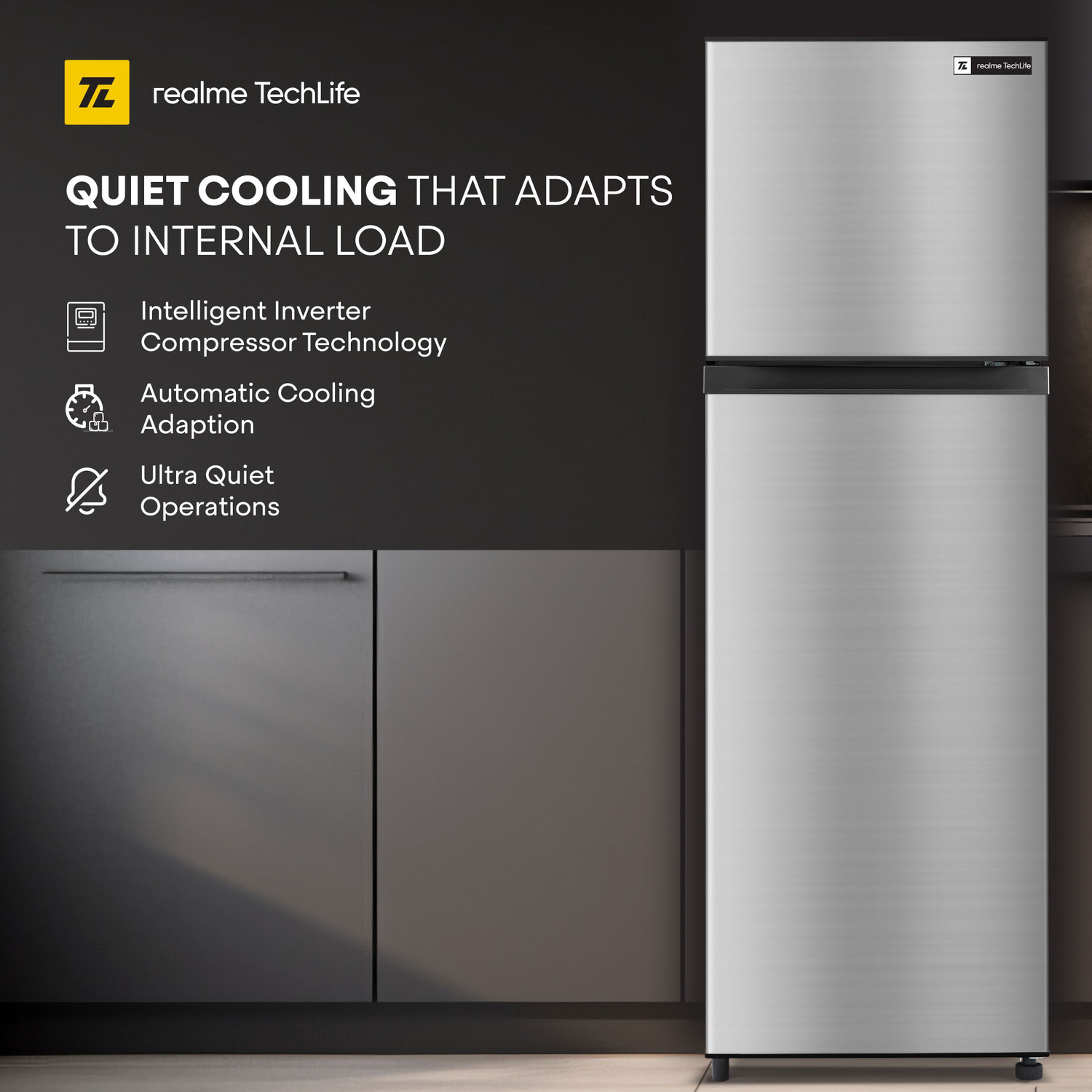 Image of realme TechLife 233 L Frost Free Double Door 3 Star Refrigerator with Silver Ion Technology and Ice Twister