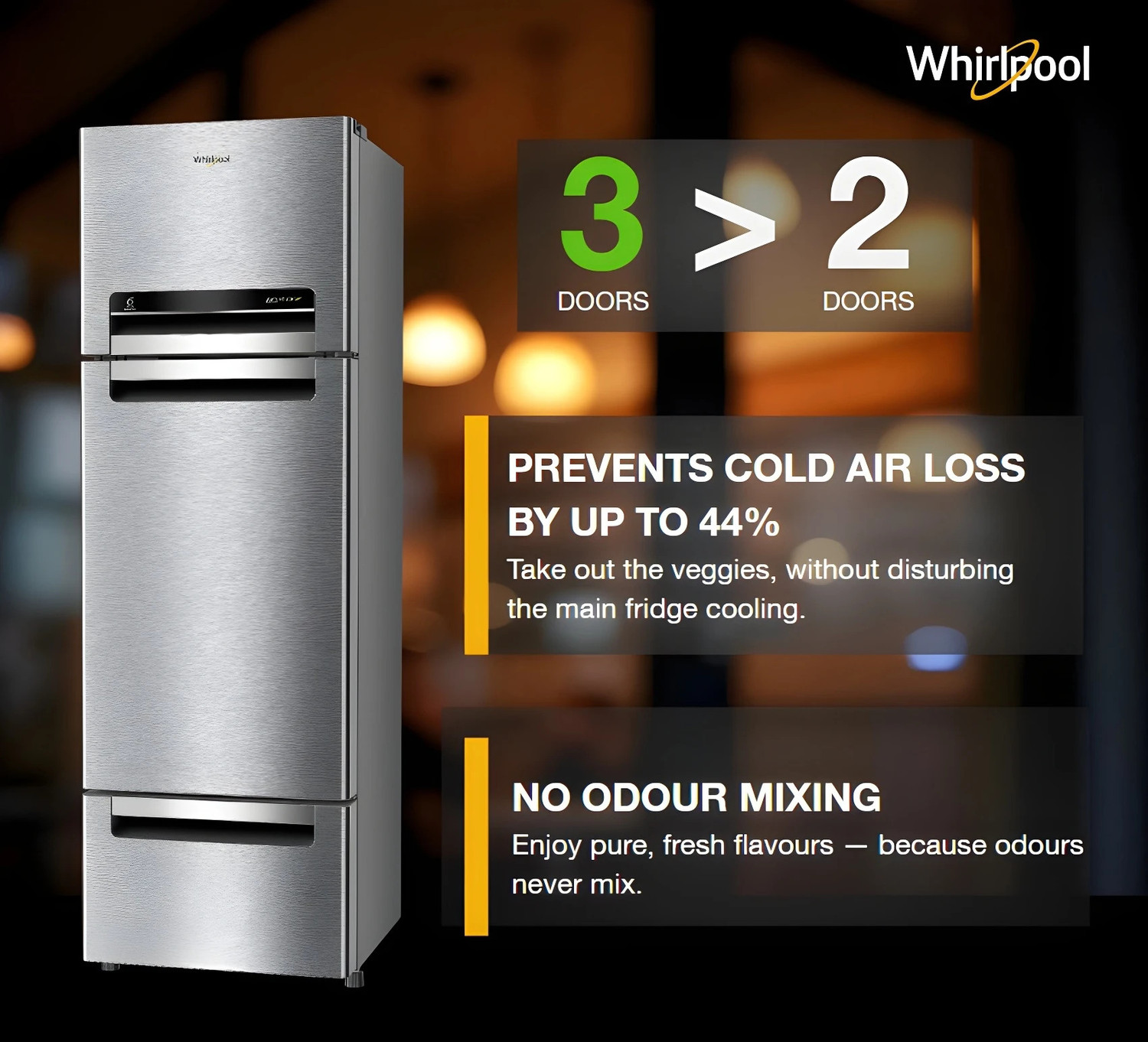 Image of Whirlpool 300 L Frost Free Triple Door Refrigerator with Zeolite Technology, Microblock Technology