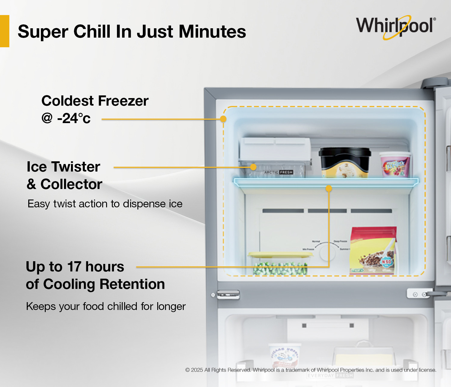 Image of Whirlpool 235 L Frost Free Double Door 2 Star Refrigerator with Coldest -24 C Freezer