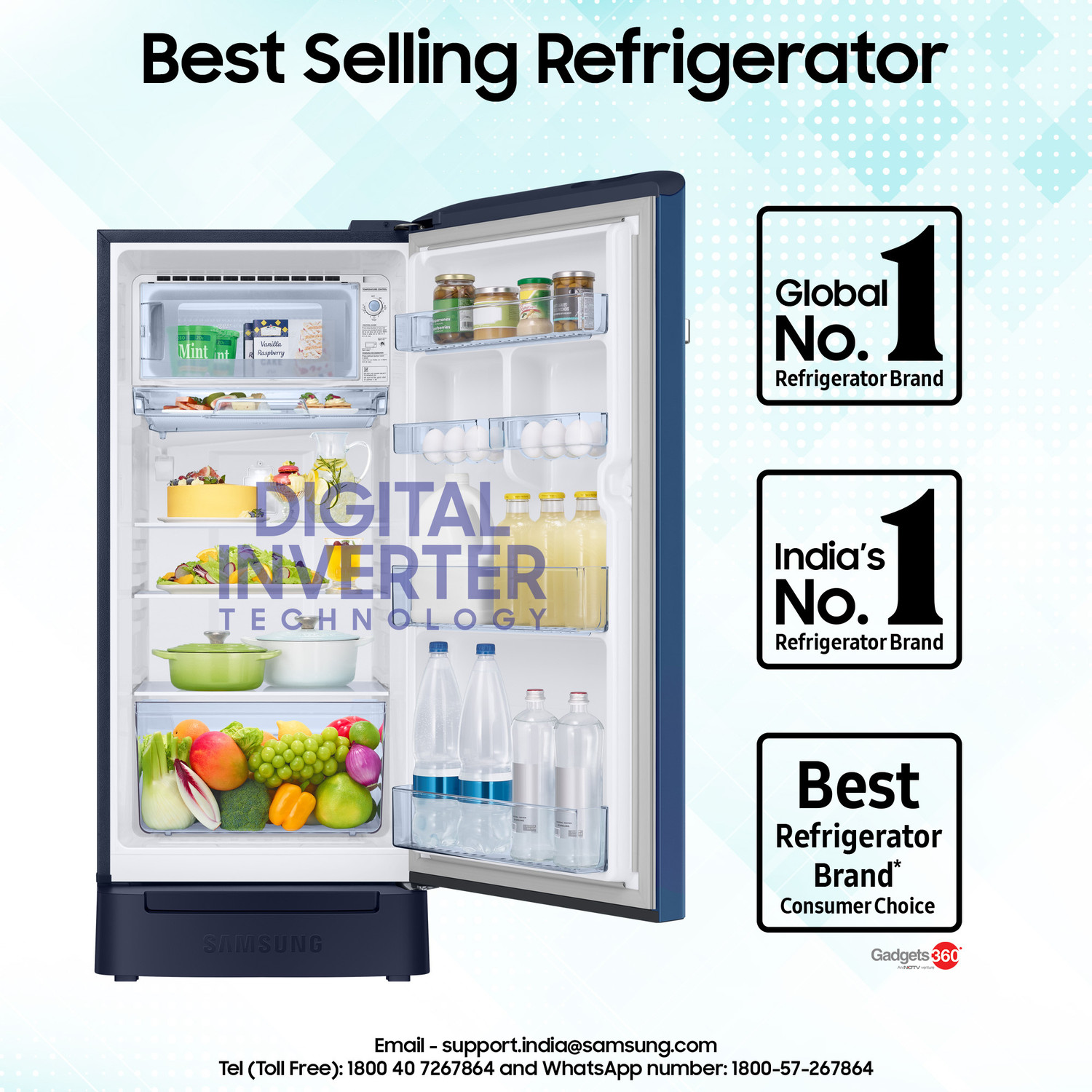 Image of Samsung 189 L Direct Cool Single Door 5 Star Refrigerator with Base Drawer with Digital Inverter, Single Touch Defrost, 2026 Model