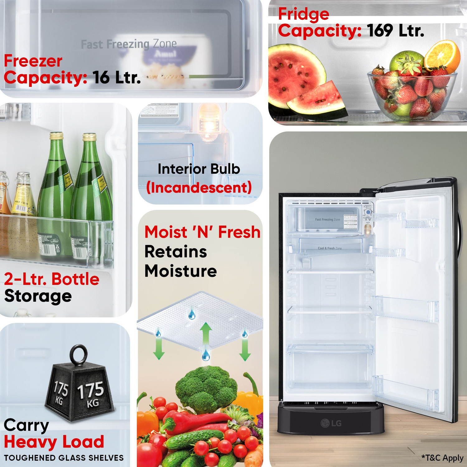 Image of LG 185 L Direct Cool Single Door 5 Star Refrigerator with Base Drawer with Smart Inverter Compressor, Fast Ice Making