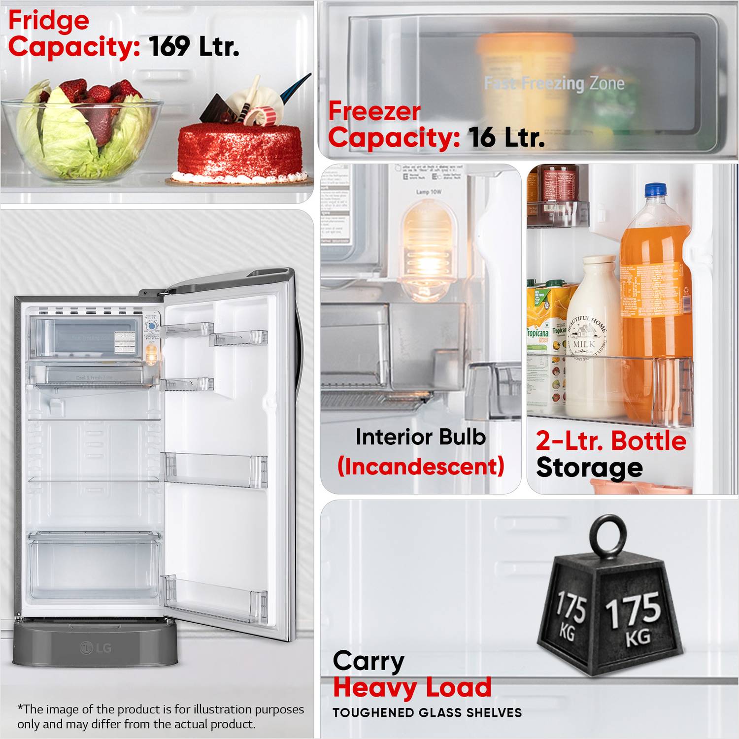 LG 185 L Direct Cool Single Door 5 Star Refrigerator - Image 4