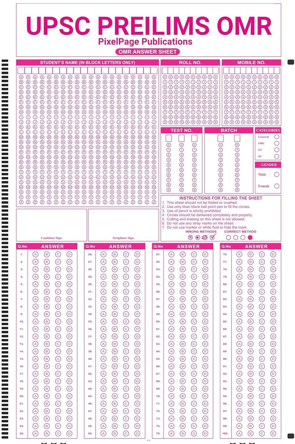 UPSC Prelims OMR Answer Sheets : Practice And Prepare With Confi