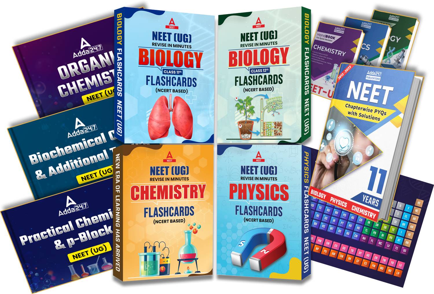 NEET UG Latest 11 Years PYQs, Handbooks Physics Chemistry Bi