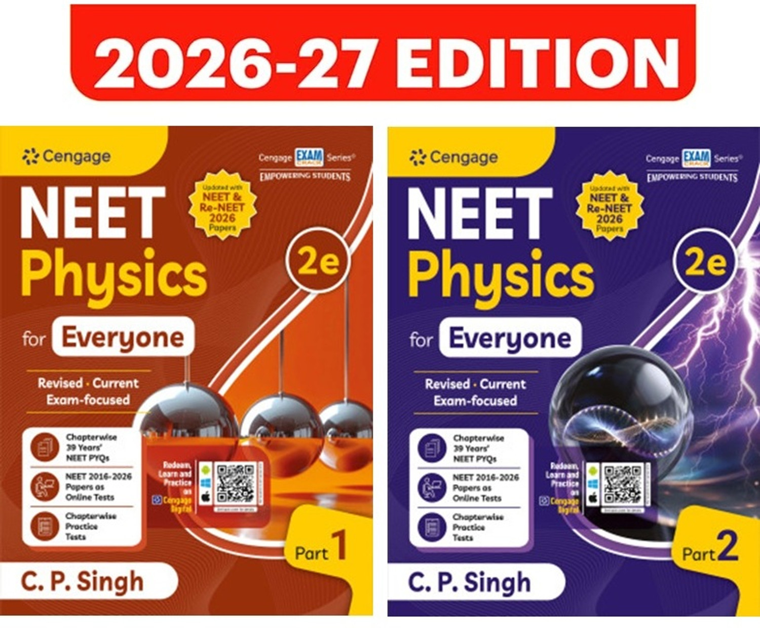Image of Cengage NEET Physics For Everyone Part 1 & 2 Combo | 2nd Edition | C. P. Singh | 39 Years NEET PYQs | Solved Papers & Practice Tests | NEET Preparation Book | 2026-27 Edition