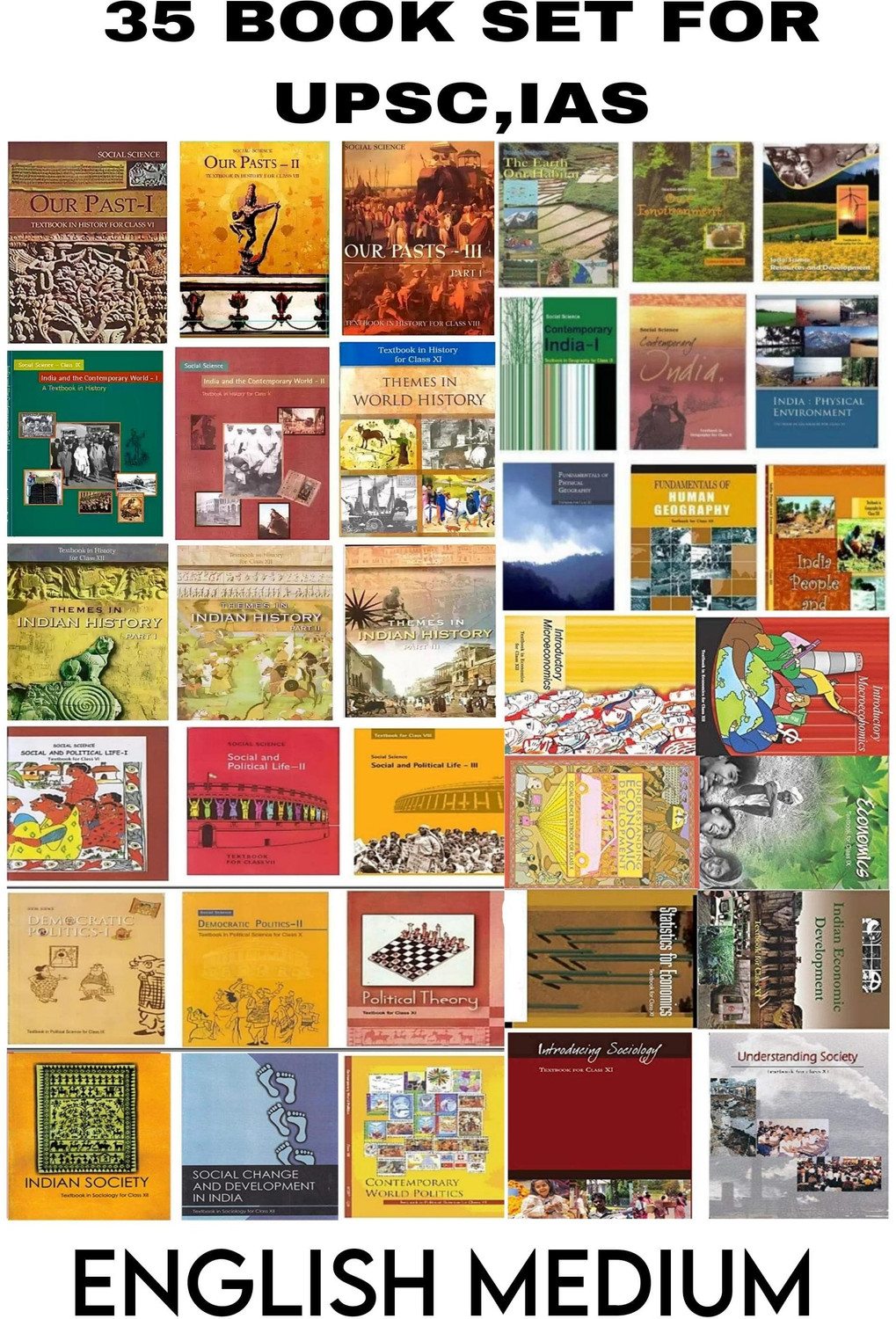 Image of NCERTSHOP NCERT Class 6 To12th Books For UPSC Exam (Prelims, Mains), IAS, Civil Services, IFS, IES And Other Exams [Paperback] For 2025 Exam (Set Of 35 Books) (Paperback Binding, NCERT) (English Medium)
