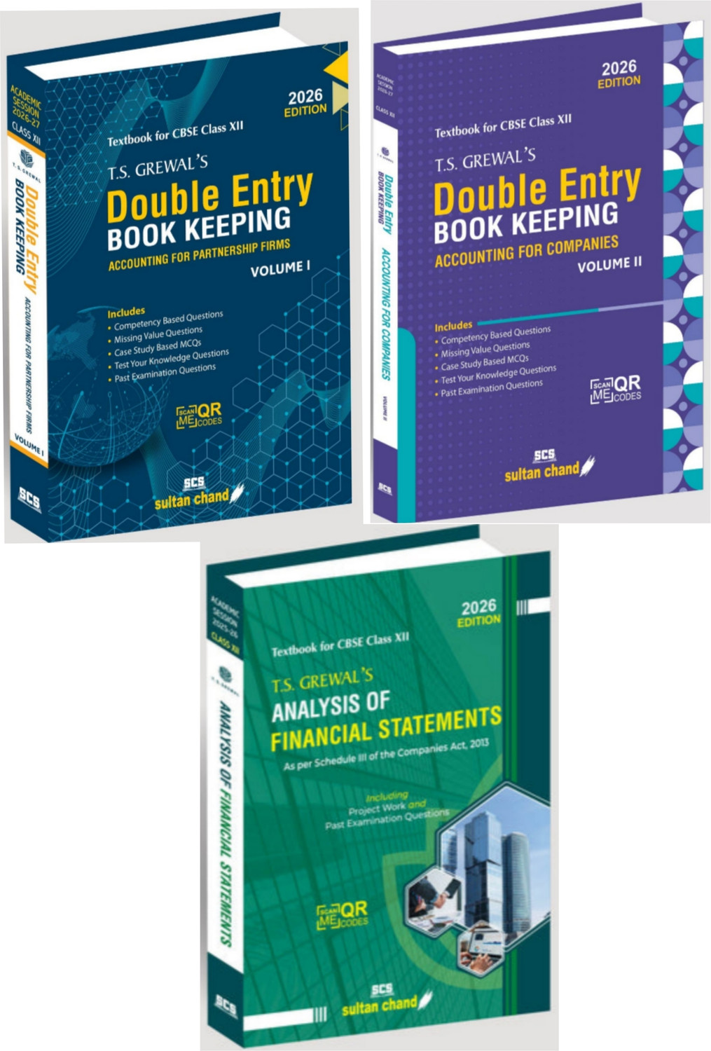 Image of Textbook For CBSE Class 12th Accounts TS Grewal Double Entry Book Keeping Accounting For Partnership Firms Vol 1 And Double Entry Book Keeping Accounting For Companies Volume 2 And Anyasis Of Financial Statement Volume 3 School Textbook Commerce Textbook Edition 2026-27 Class 12th