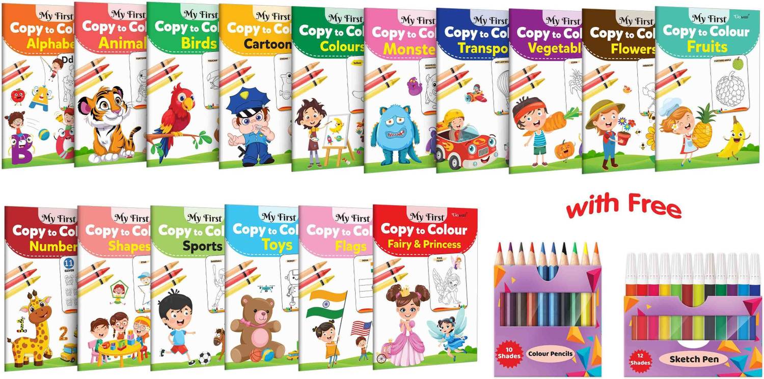 My First Copy To Colour - Alphabet, Animals, Birds, Cartoons And
