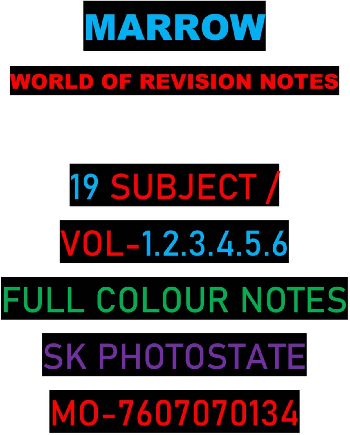 Marow World Of Revision Notes All 19 Subjects In 6 Volume Fully