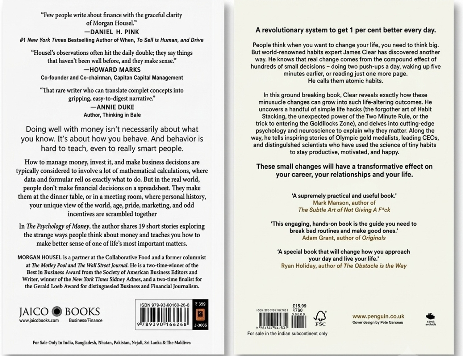 Image of Atomic Habits & The Psychology Of Money English 2 Books Combo | Self Help, Personal Growth, Money Management, Financial Education, Investing, Good Habits, Self Improvement, Productivity, Wealth Building, Success Mindset | Smart Bazaar