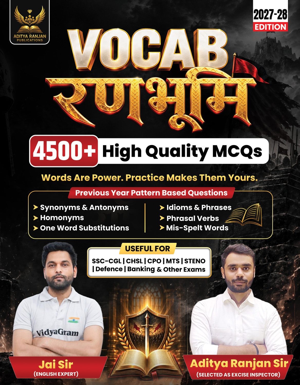 Image of English Vocab Ranbhumi 4500+ High Quality MCQ's | Synonyms & Antonyms | Homonyms | One Word Substitutions | Idimos & Phrases | Phrasal Verbs | Mis-Spelt Words For SSC | CGL | CHSL | CPO | MTS | STENO | DEFENCE | BANKING And All Other Competitive Exams