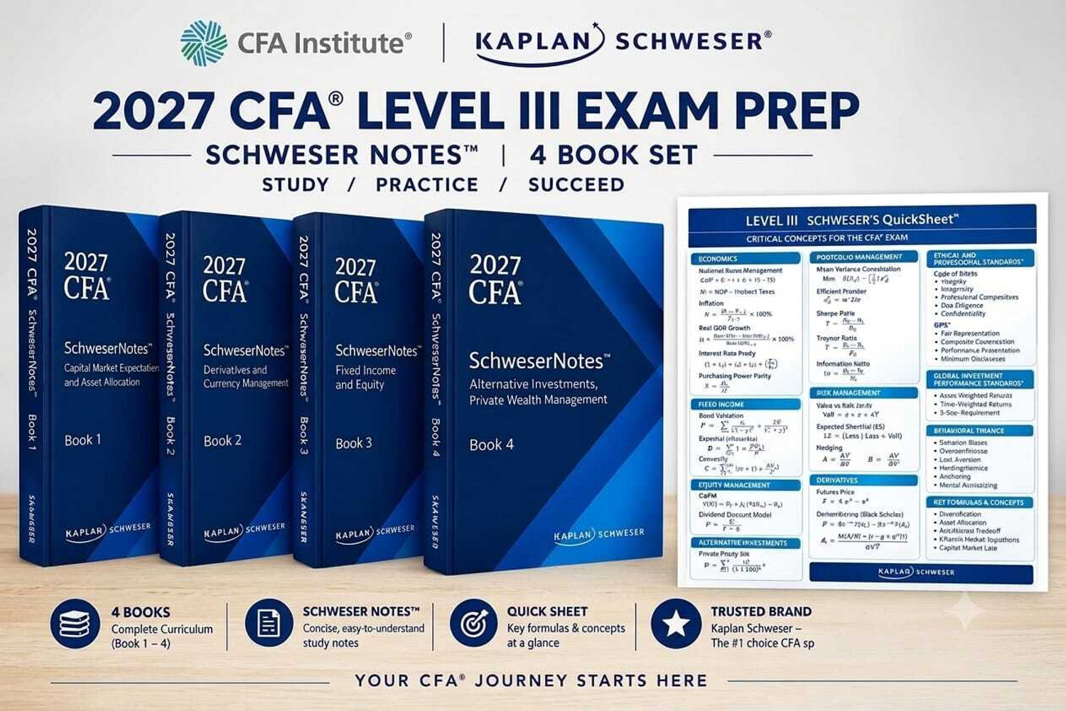 Image of CFA Level 3 2027 Schweser Study Notes | Complete 4 Book Set | Updated CFA Exam Preparation Material