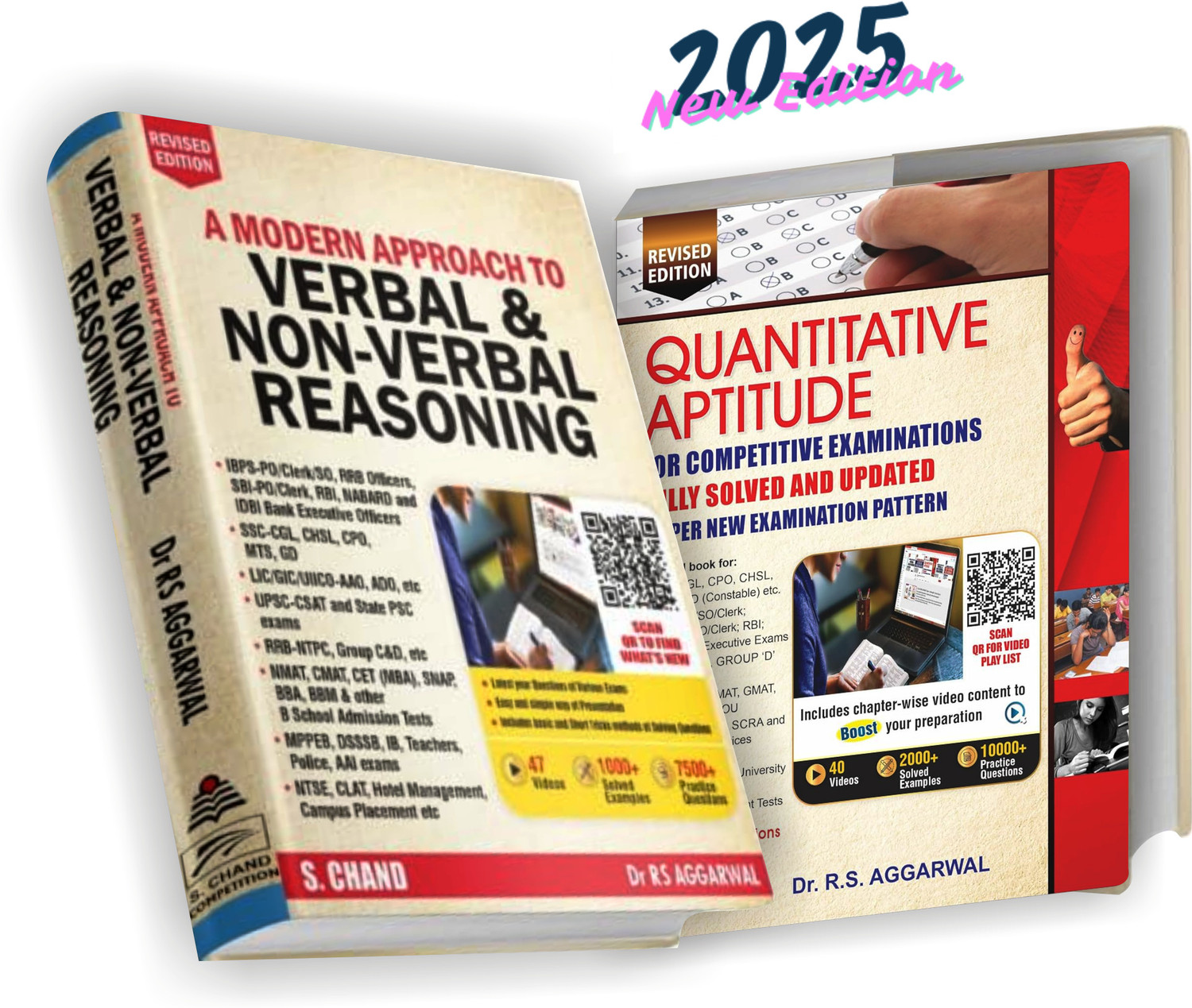 Image of Quantitative Aptitude+A Modern Approach To Verbal & Non-Verbal Reasoning Combo Of 2 Books (Revised Edition 2025) | 47 Videos | 1000+ Solved Examples | 7500+ Practice Questions | SSC CGL CHSL, IBPS, Bank SBI PO Clerk, Railway CAT, MAT, Police, UPSC Exam Book