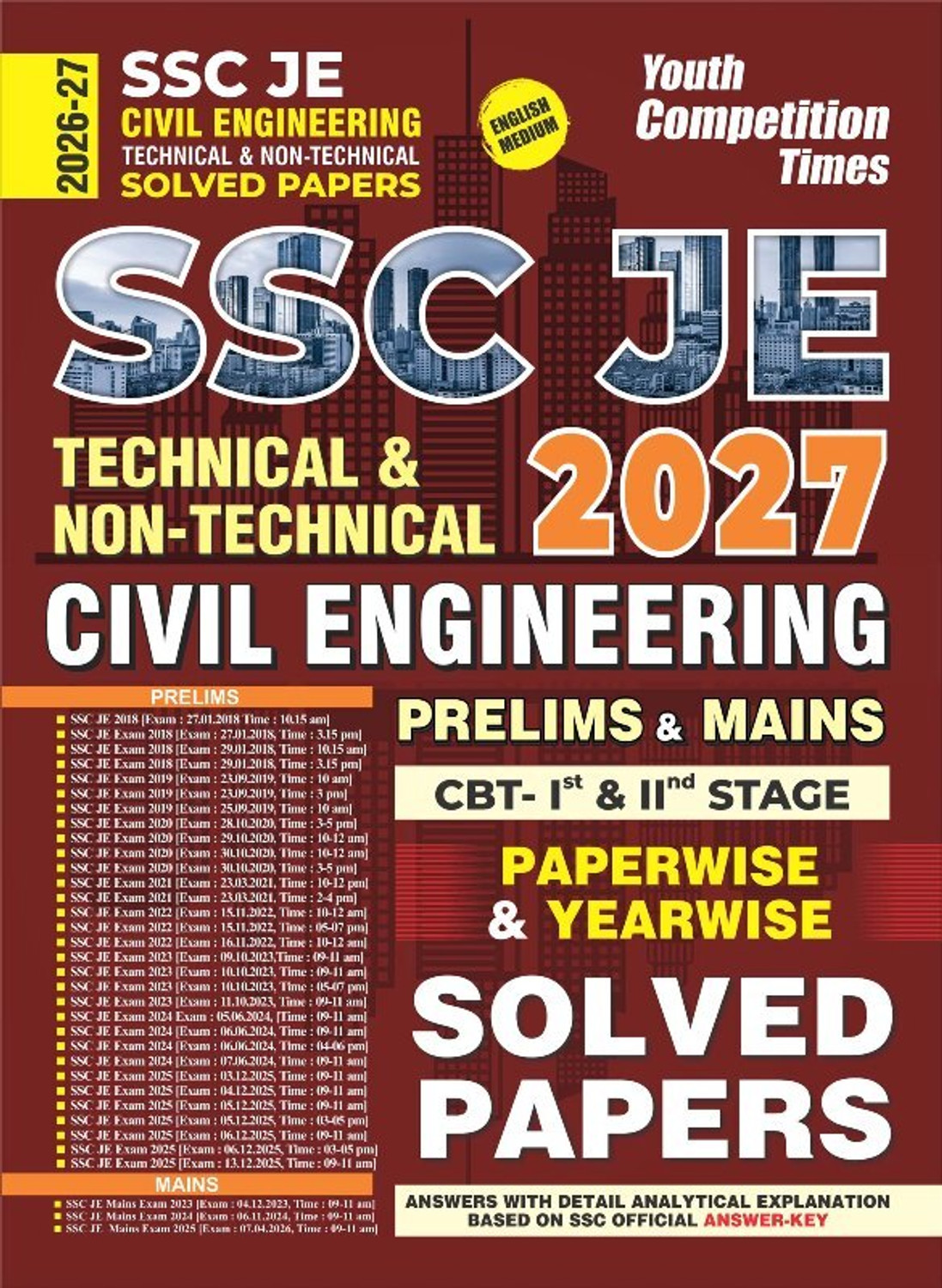 Image of Ssc Je Civil Engineering Technical & Non-Technical Solved Papers | Cbt-1 & 2 Paperwise & Yearwise | English Medium | 2026-27