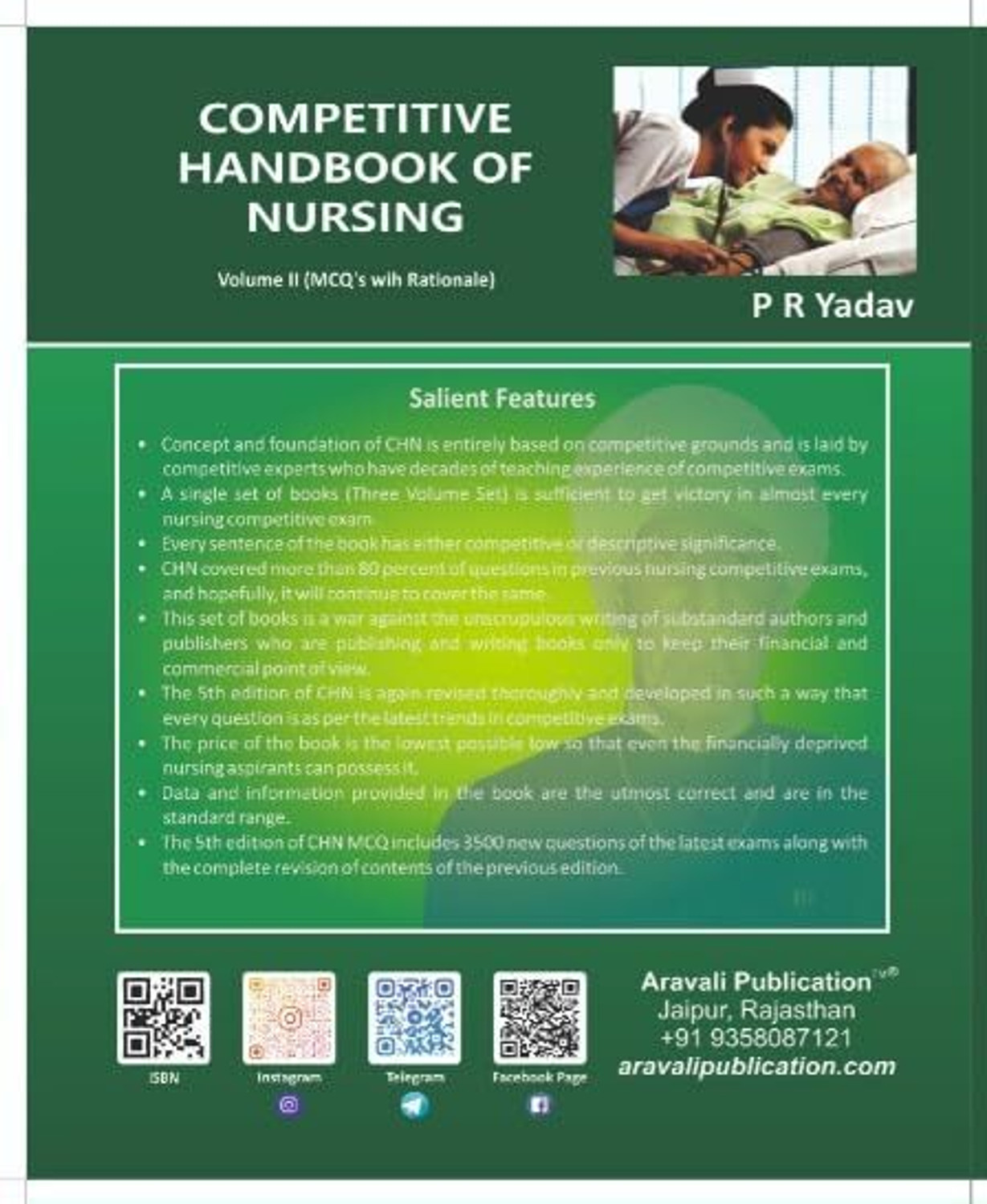 Image of P R Yadav Competitive Handbook Of Nursing Volume 2 (MCQ'S With Rationale) 5th Premier Edition Revised 2025 | All Nursing Competitive Examinations :- NORCET, AIIMS, DSSSB, PGI, SGPGI, ESIC, RPSC, RUHS, GMCH, CHO AND PSC Of All States, All Nursing PG Entrance IGNOU, MNS, Nursing Paramilitary Services RRB, JIPMER, Etc