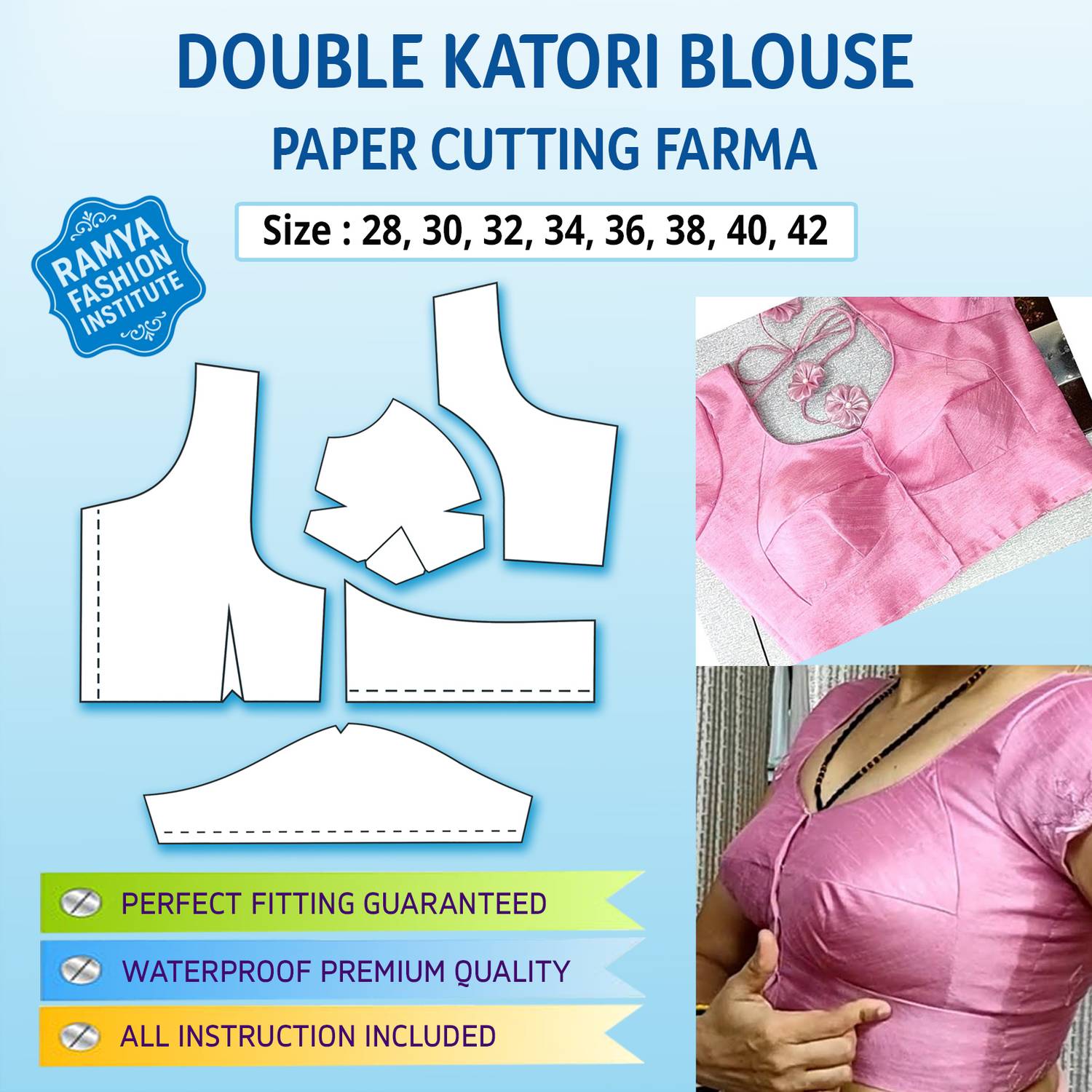 Double Katori Blouse Paper Cutting - Stitching Farma - Sewing Pa