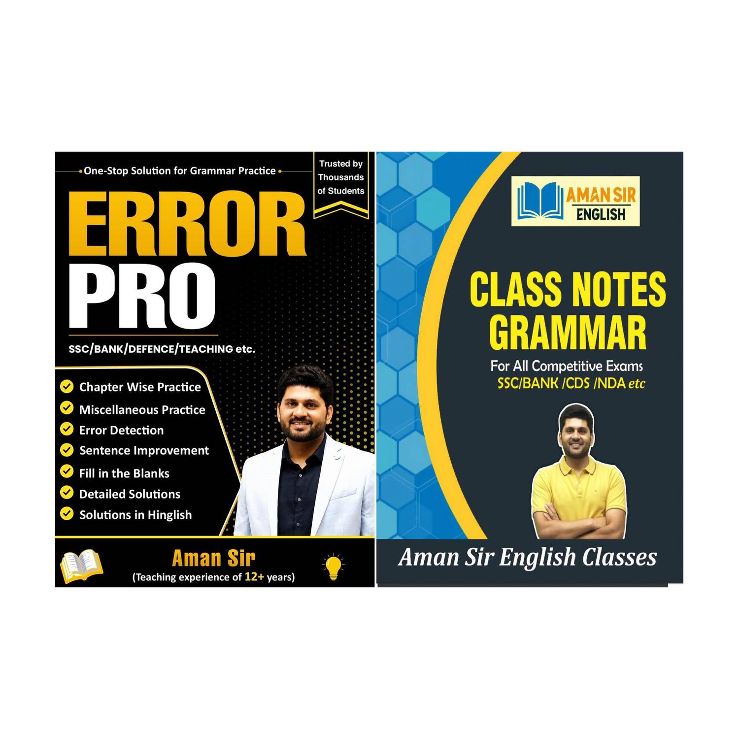 Error Pro & Class Notes Grammar COMBO By Aman Sir |Grammar Practice Book | Useful For SSC EXAMS | BANK | DEFENCE | TEACHING | Competitive Exams | English Practice Book |Best Book Of English| English For Competitive Exams| Aman Sir