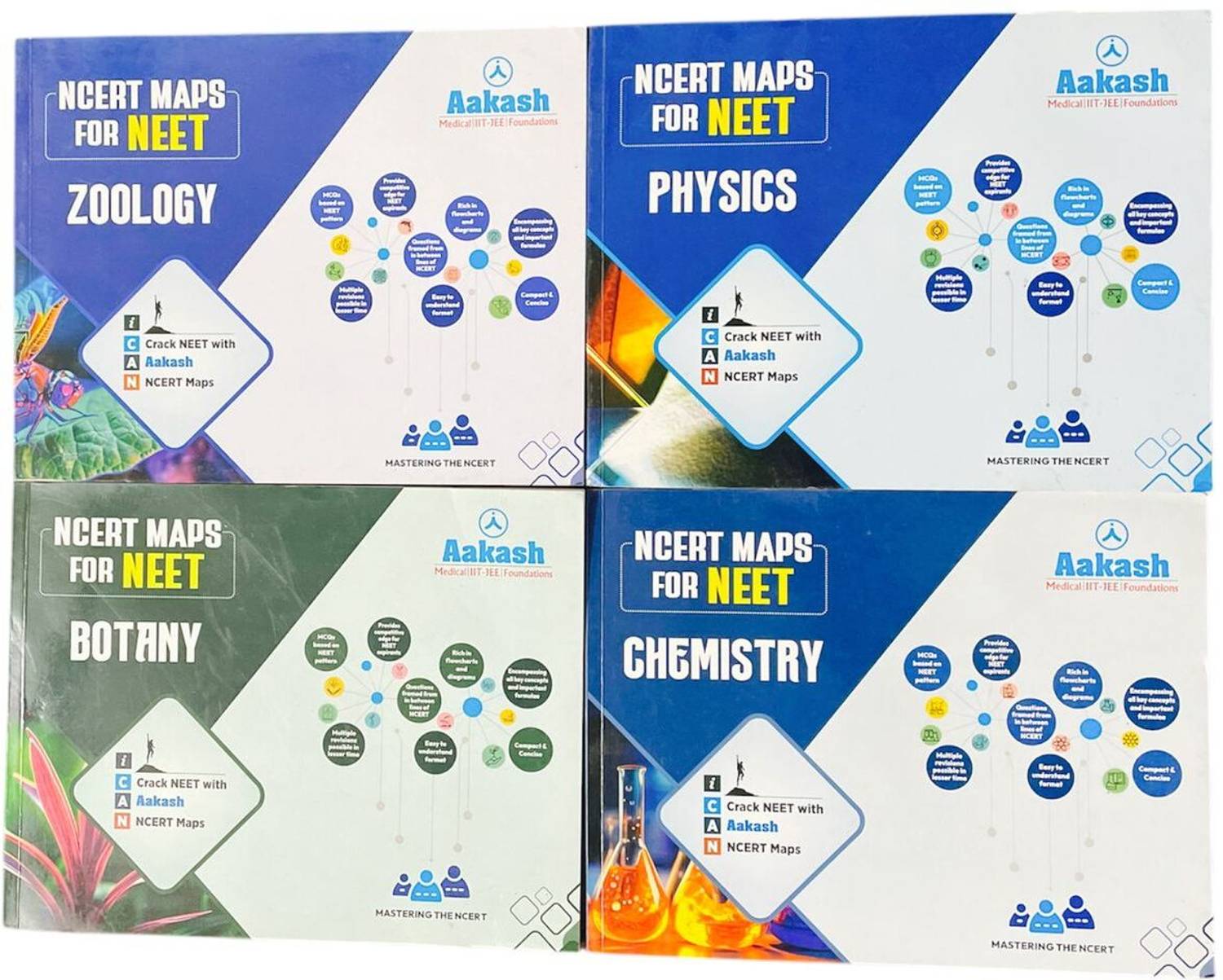 Aakash NCERT Maps For NEET Combo Set Of 4 Books (Physics, Chemistry, Botany & Zoology) | Concept Maps & Quick Revision Notes | Latest Edition 2026 Used But Good Conditon