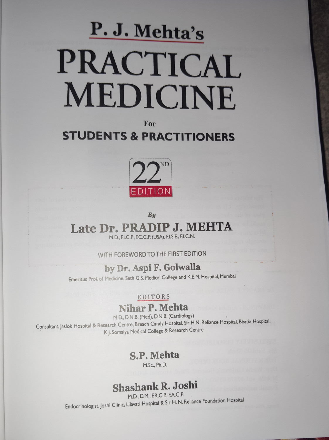Image of P.j.mehta's Practice Medicine 22nd Edition